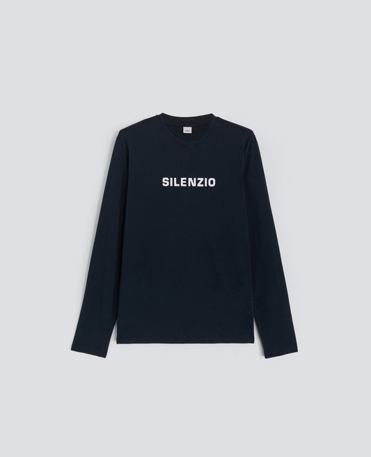 T-SHIRT A MANICHE LUNGHE SILENZIO-NAVY-NAVY-AZUL MARINO-NAVY-NAVY