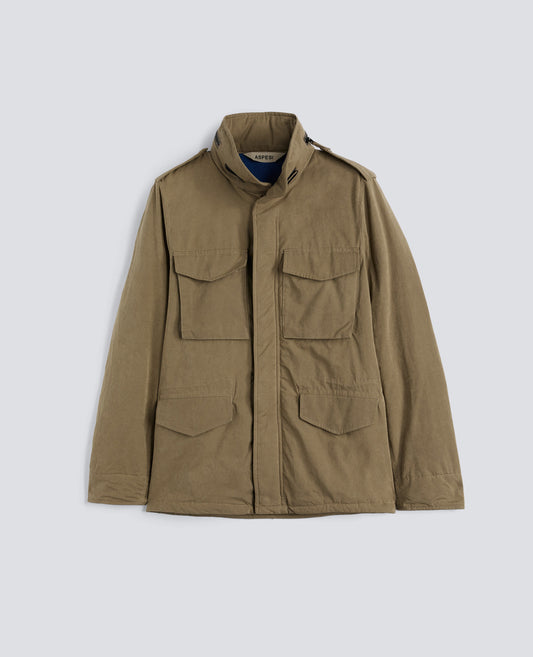 MINI FIELD JACKET COT IN TELA DI MISTO COTONE-TORTORA-DOVE GREY-T¢RTOLA-TAUBENGRAU-TOURTERELLE