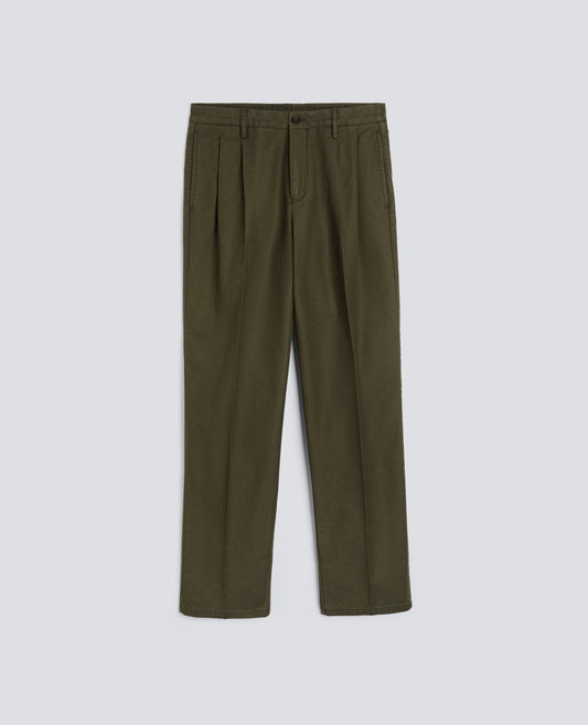 PANTALONE IN GABARDINA DI COTONE CON PINCES-MILITARE-MILITARY-MILITAR-MILITAR-MILITAIRE