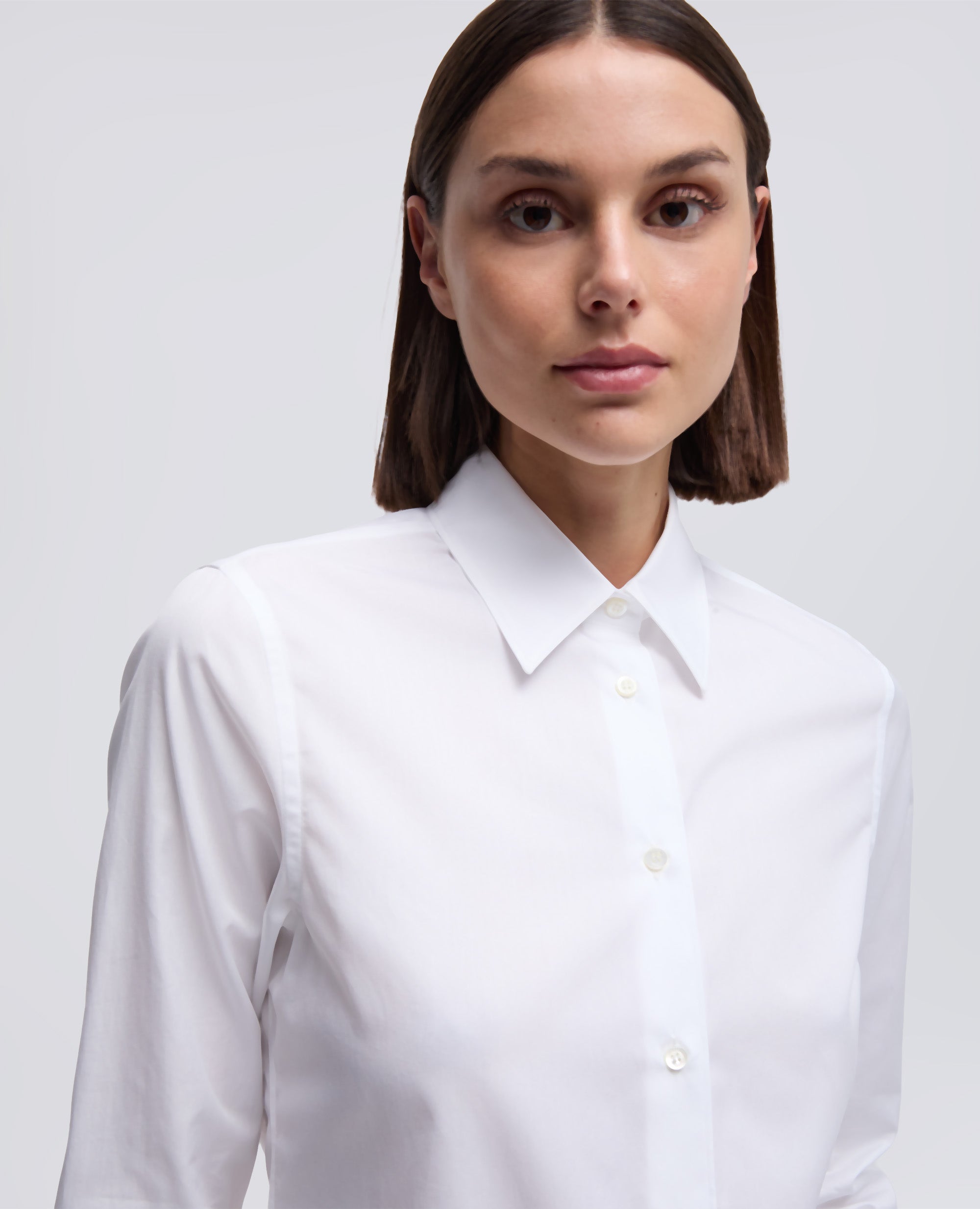 CAMICIA CLASSICA IN POPELINE DI COTONE-BIANCO-WHITE-BLANCO-WEISS-BLANC