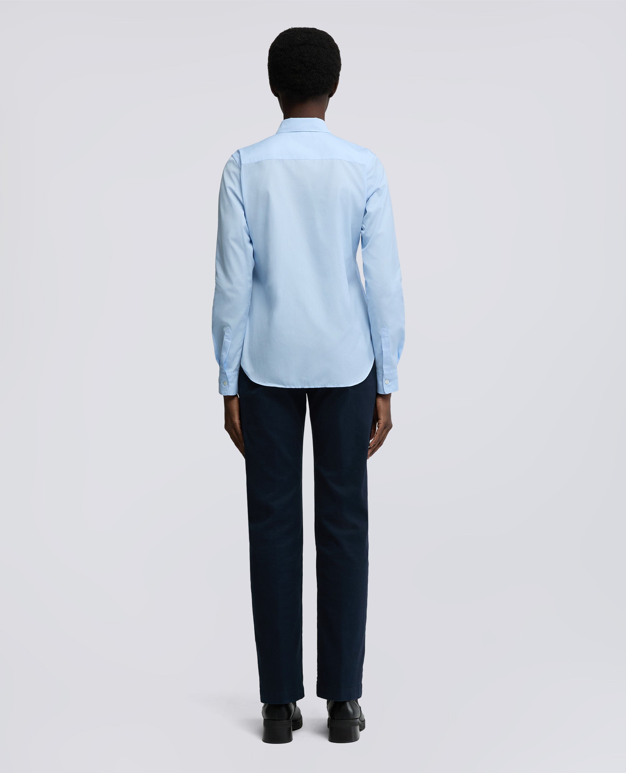 CAMICIA CLASSICA IN POPELINE DI COTONE-AZZURRO-SKY BLUE-AZUL CLARO-HIMMELBLAU-BLEU CIEL