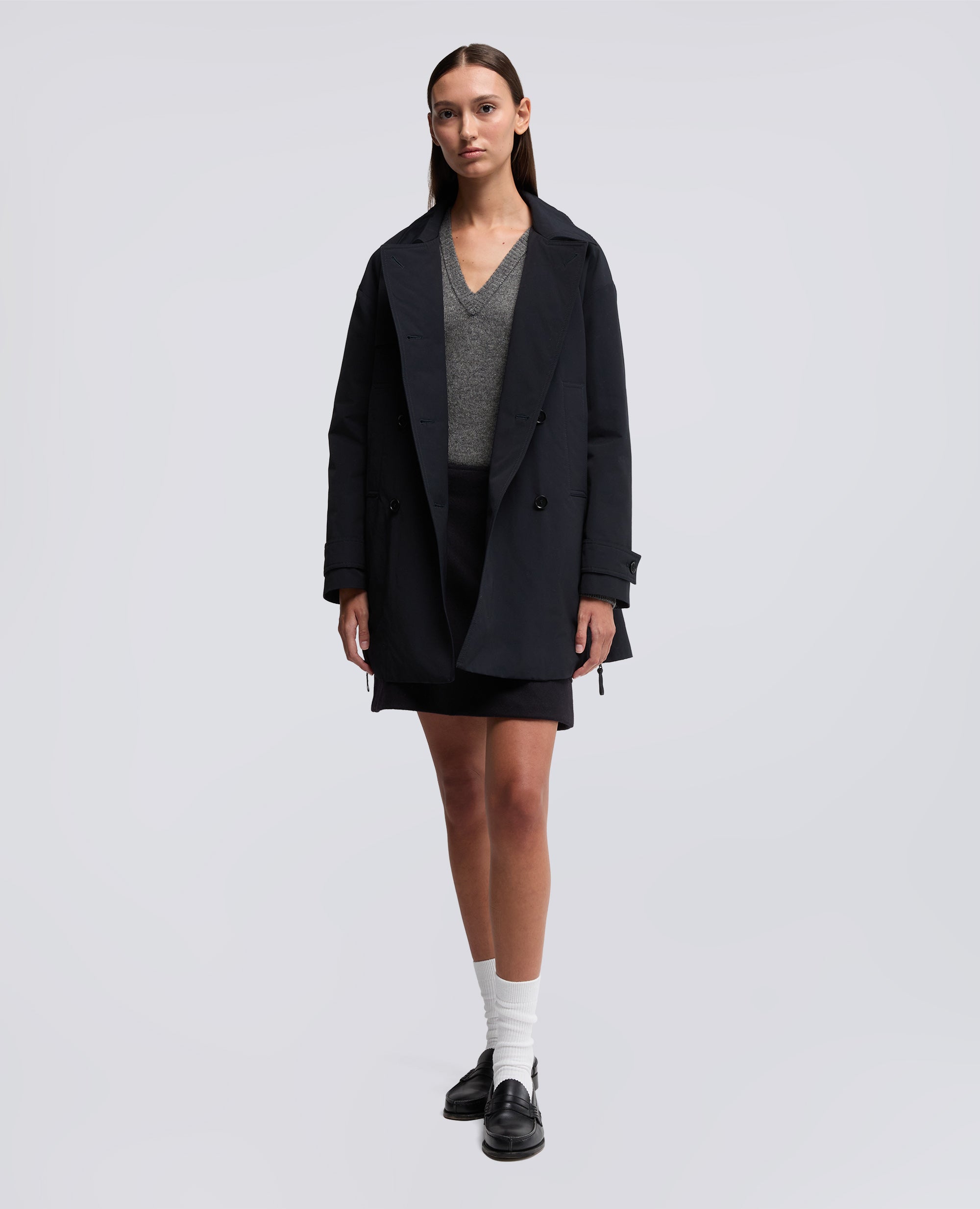 TRENCH CORTO SCARLETT IN MISTO COTONE-NAVY-NAVY-AZUL MARINO-NAVY-NAVY