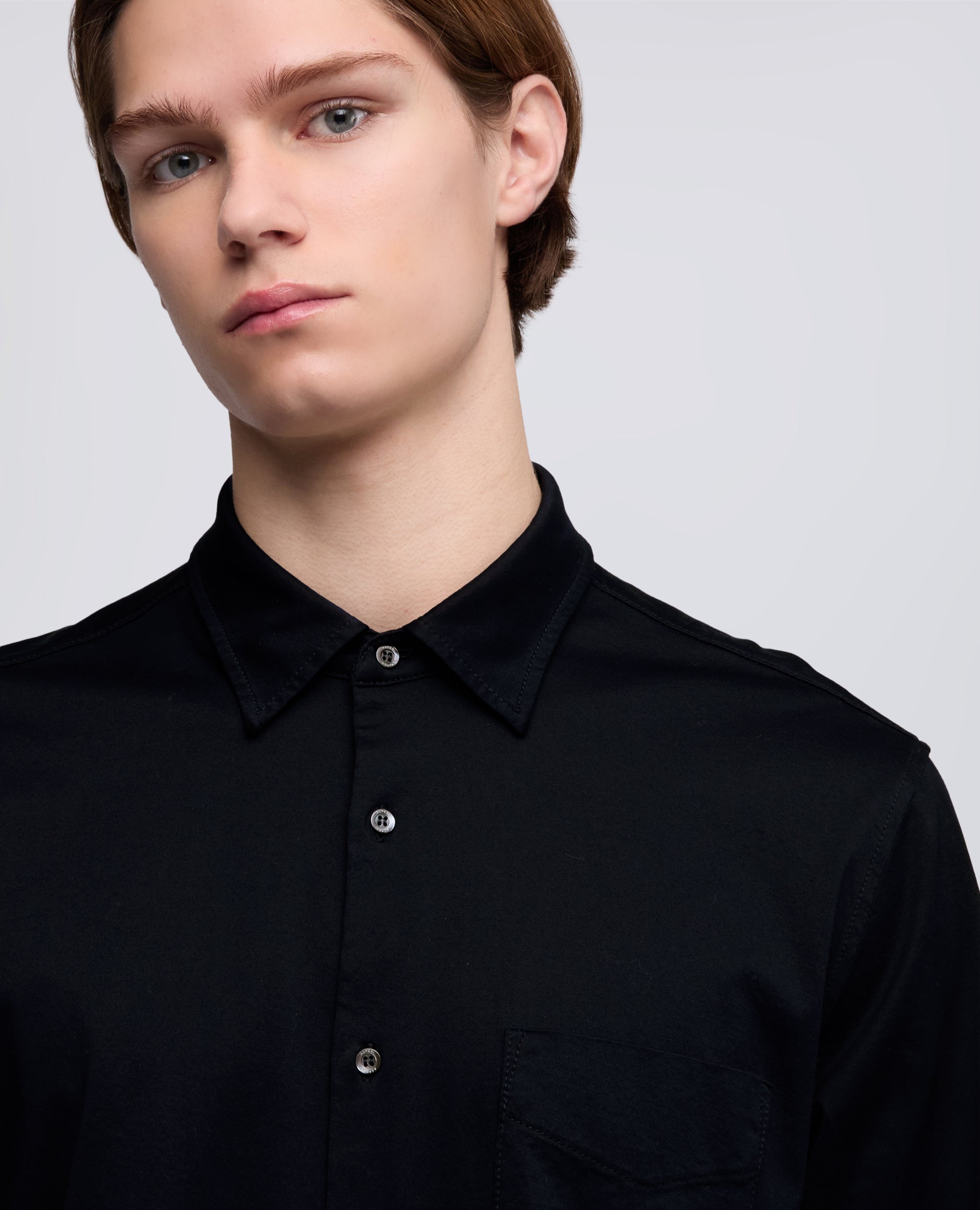 CAMICIA IN JERSEY DI COTONE-BLU-BLUE-AZUL-BLAU-BLEU