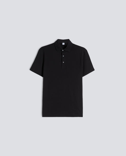 POLO IN JERSEY DI COTONE-NERO-BLACK-NEGRO-SCHWARZ-NOIR
