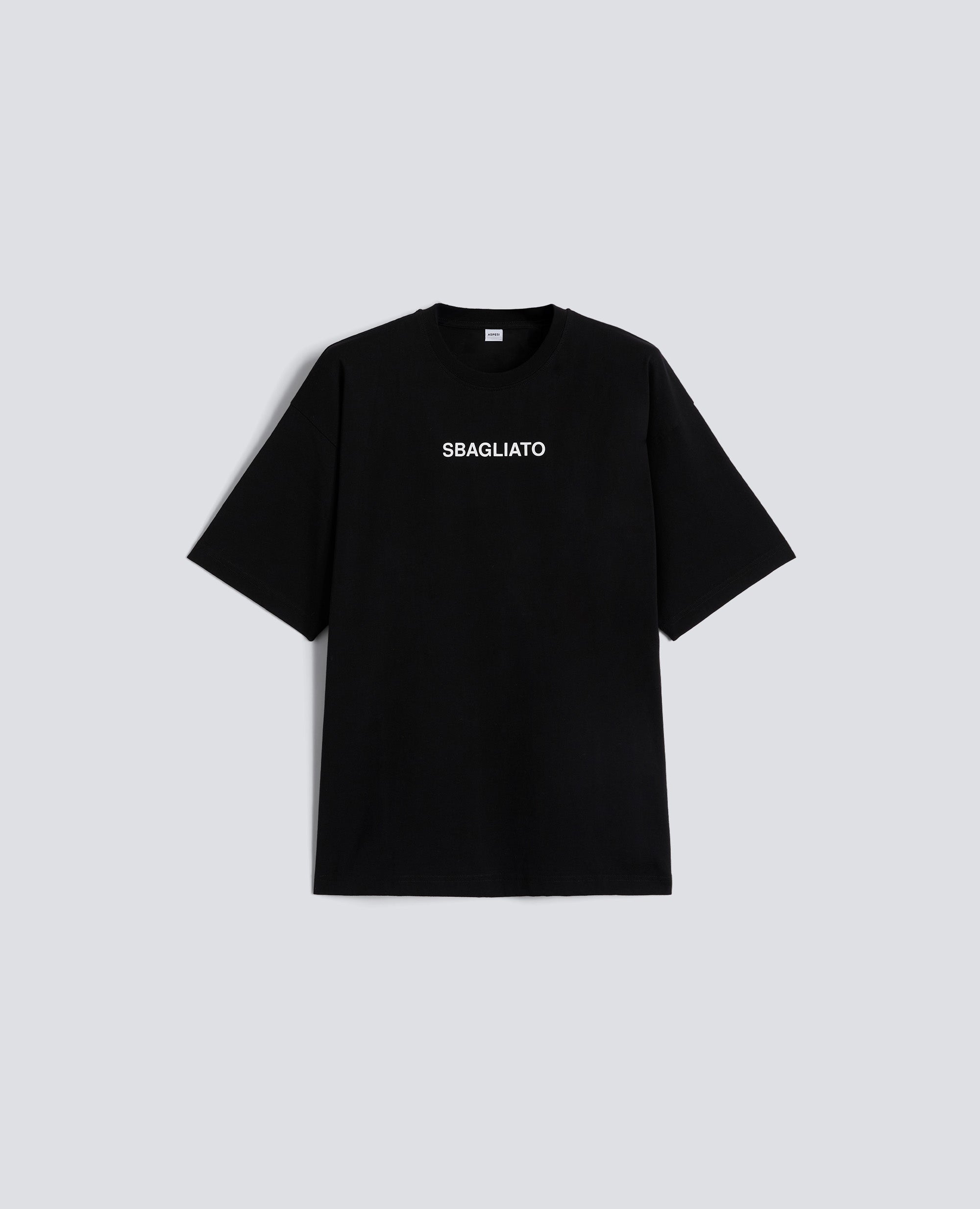 T-SHIRT IN JERSEY DI COTONE CON STAMPA "SBAGLIATO"-NERO-BLACK-NEGRO-SCHWARZ-NOIR