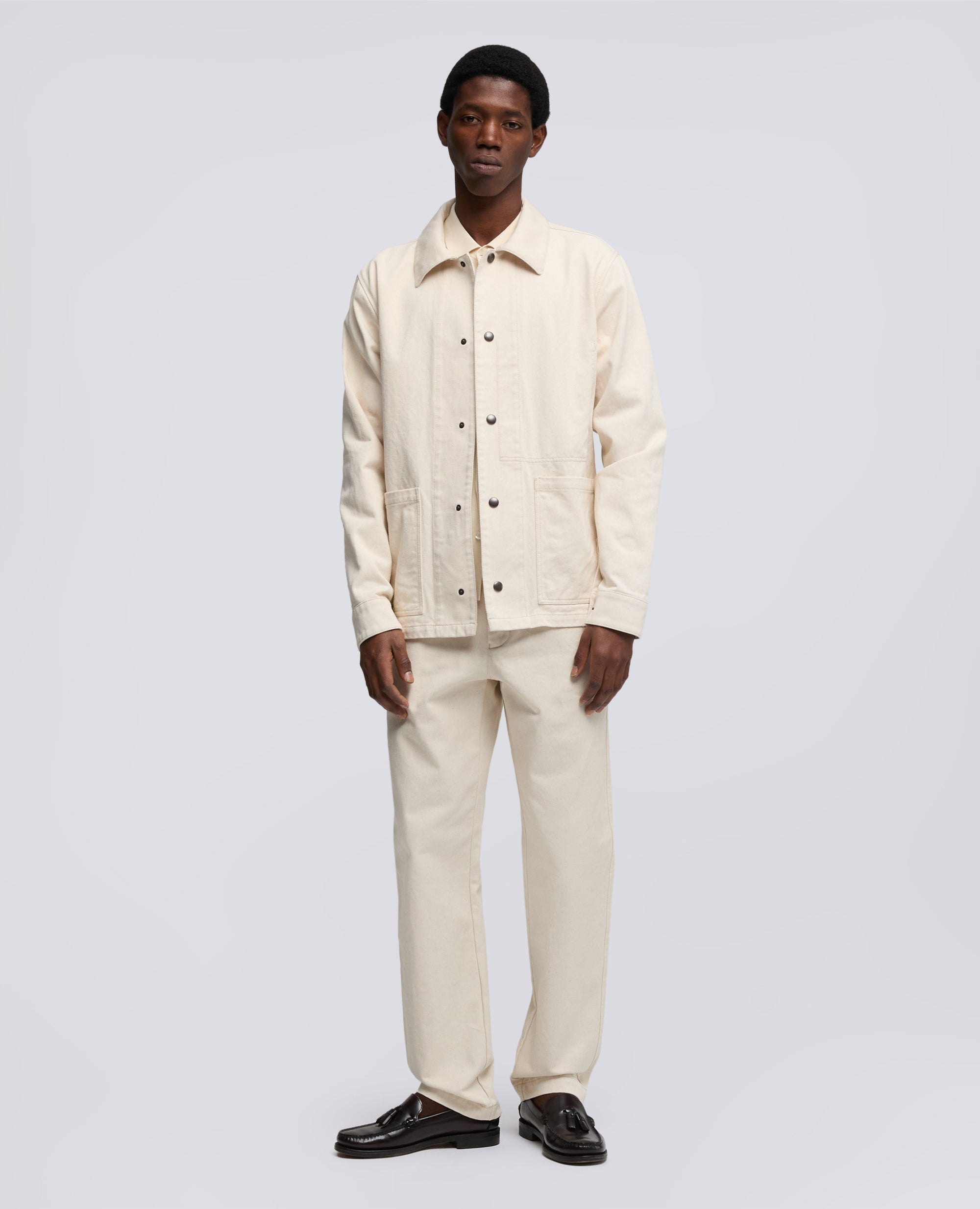 CAMICIA A GIACCA IN BULL DI COTONE NATURALE-NATURALE-NATURAL-NATURAL-NATURLICH-NATUREL