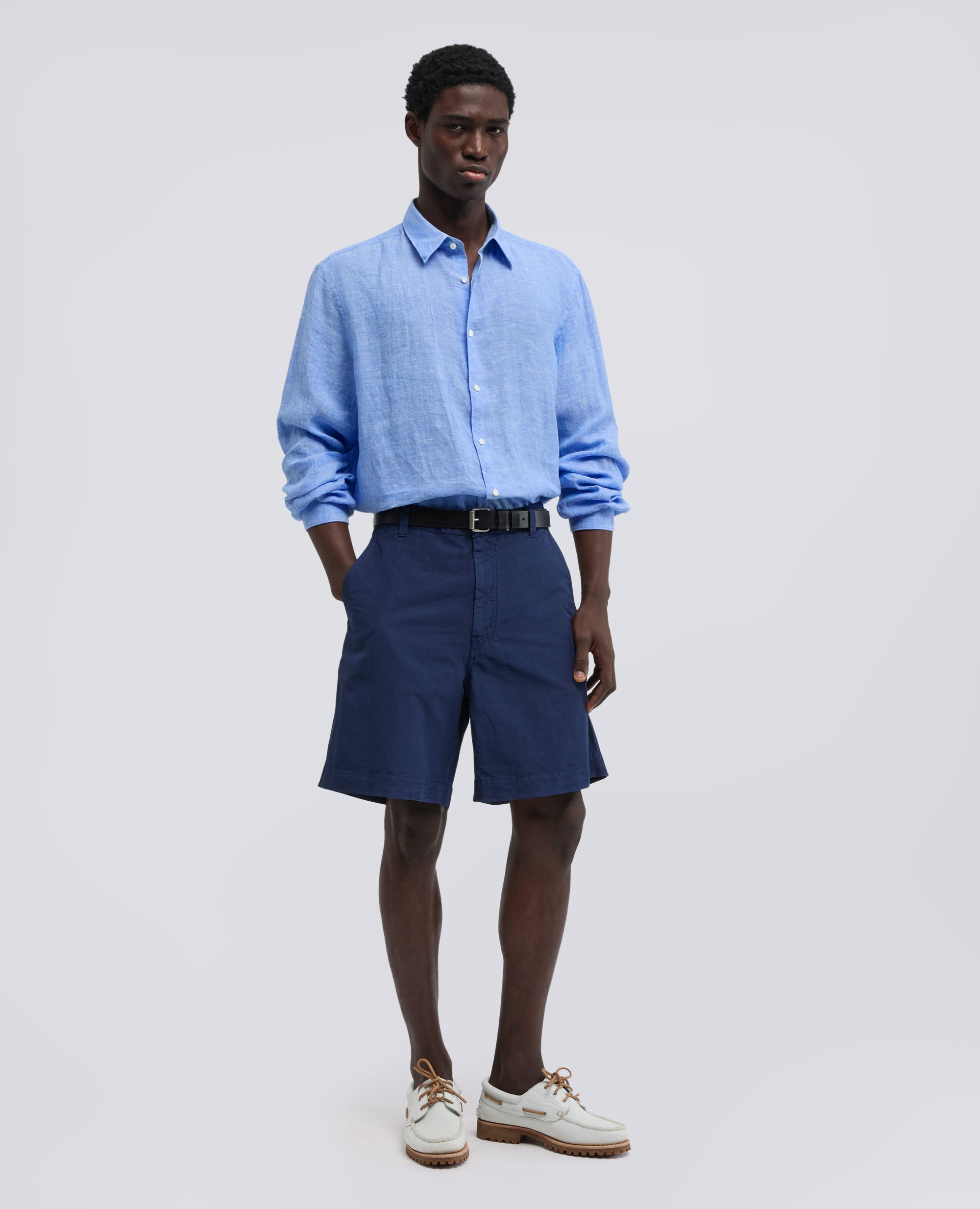 CAMICIA COMMA IN LINO DELAVE-AZZURRO-SKY BLUE-AZUL CLARO-HIMMELBLAU-BLEU CIEL