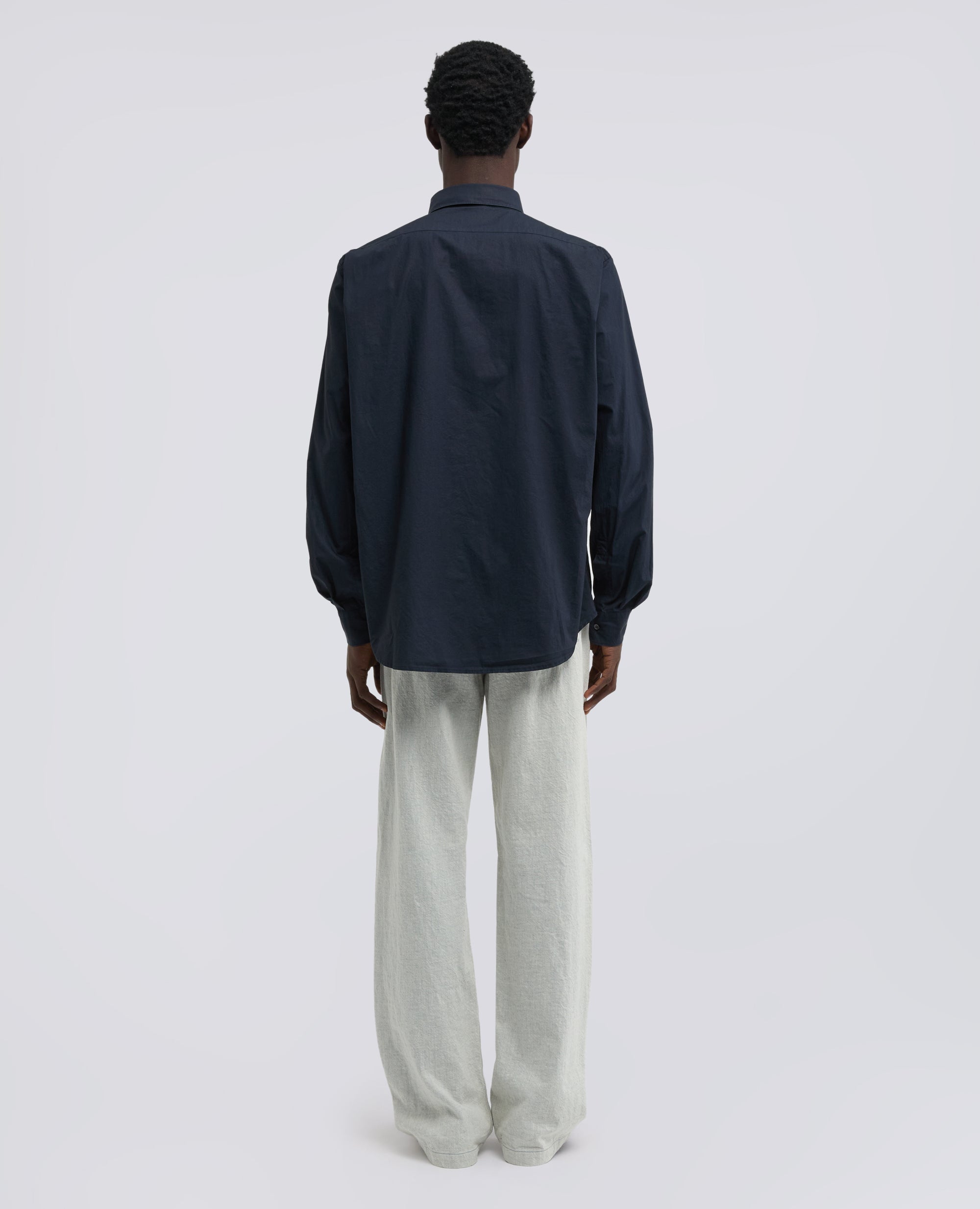 CAMICIA IN POPELINE DI COTONE LEGGERO-NAVY-NAVY-AZUL MARINO-NAVY-NAVY