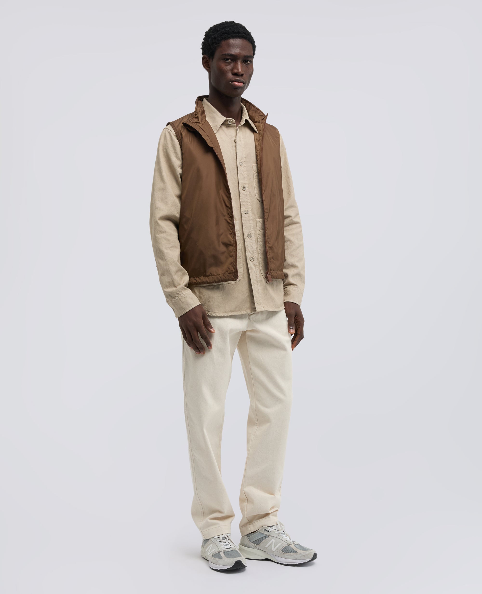 CAMICIA UTILITY IN GABARDINA DI COTONE-LINO-BEIGE-BEIGE-BEIS-BEIGE-BEIGE