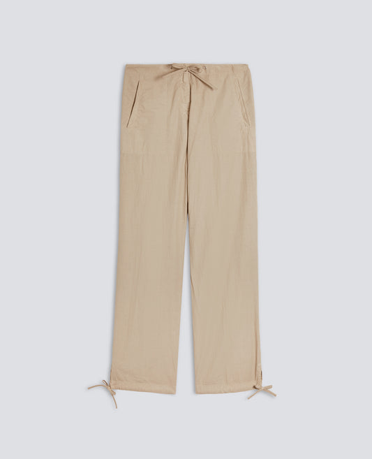 PANTALONE IN POPELINE COTONE TINTO CAPO-BEIGE-BEIGE-BEIS-BEIGE-BEIGE