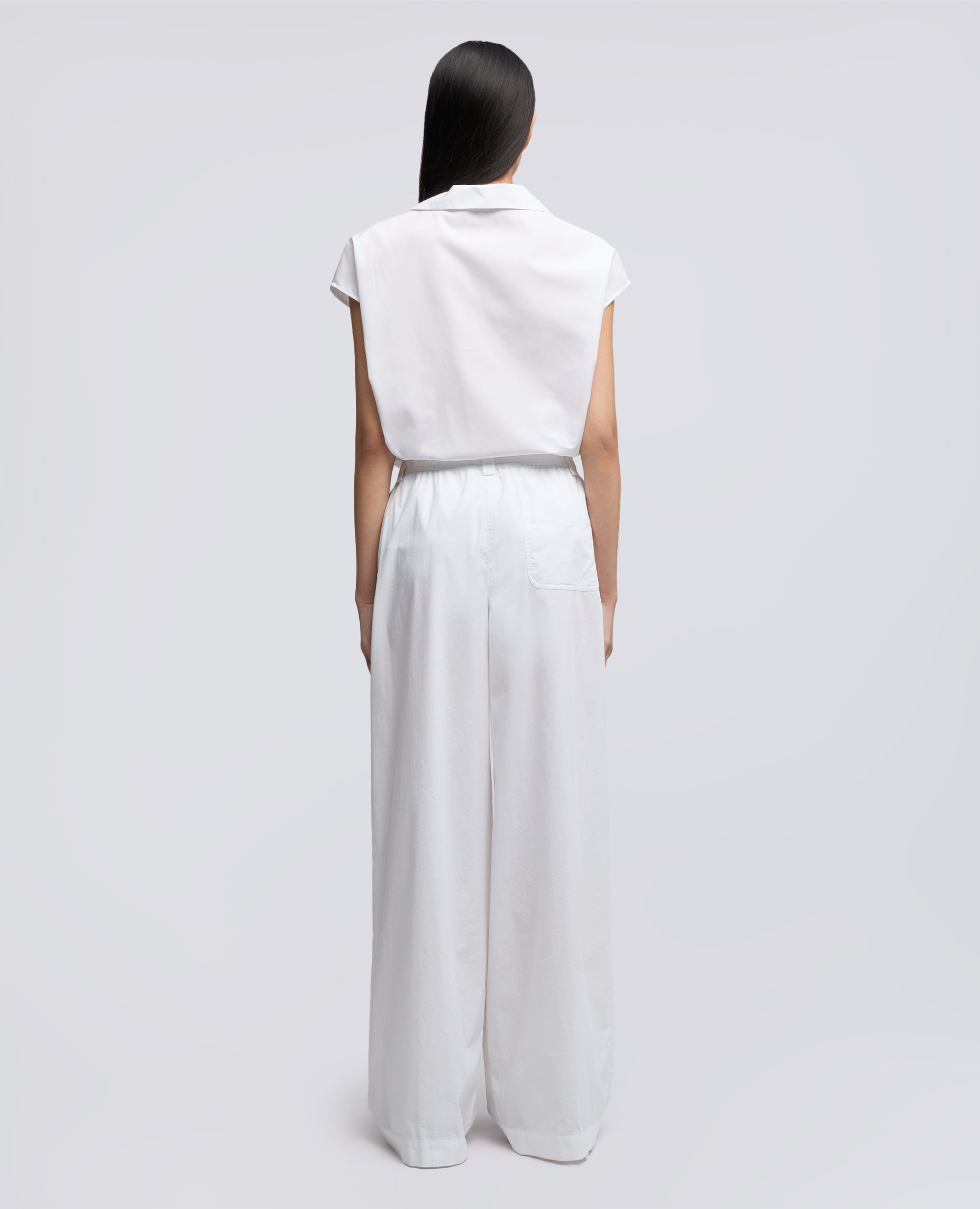 PANTALONE IN POPELINE DI COTONE NYLON STRETCH-BIANCO-WHITE-BLANCO-WEISS-BLANC