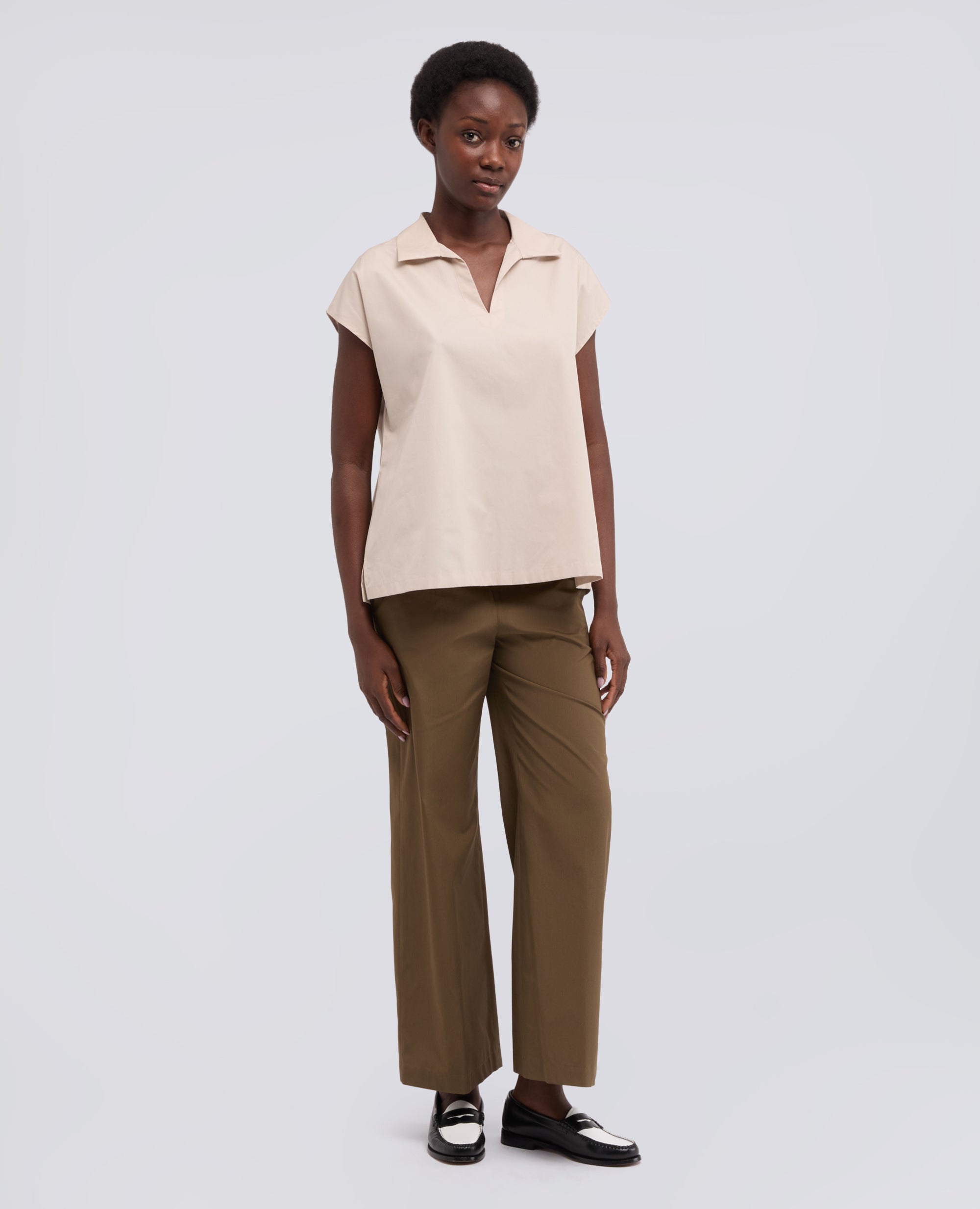 PANTALONE IN POPELINE DI COTONE-MILITARE-MILITARY-MILITAR-MILITAR-MILITAIRE