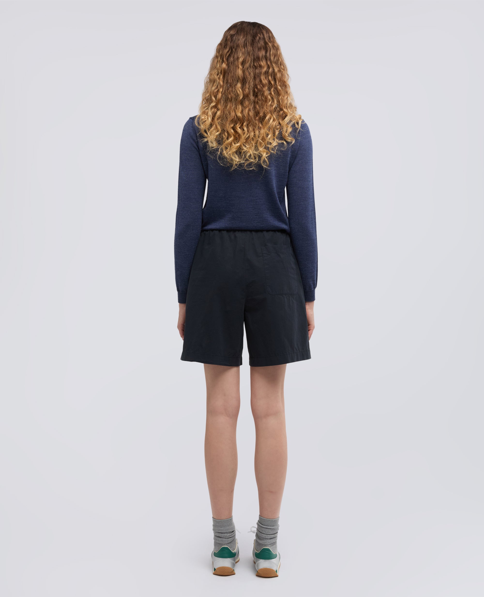 SHORT IN POPELINE DI COTONE TINTO CAPO-NAVY-NAVY-AZUL MARINO-NAVY-NAVY