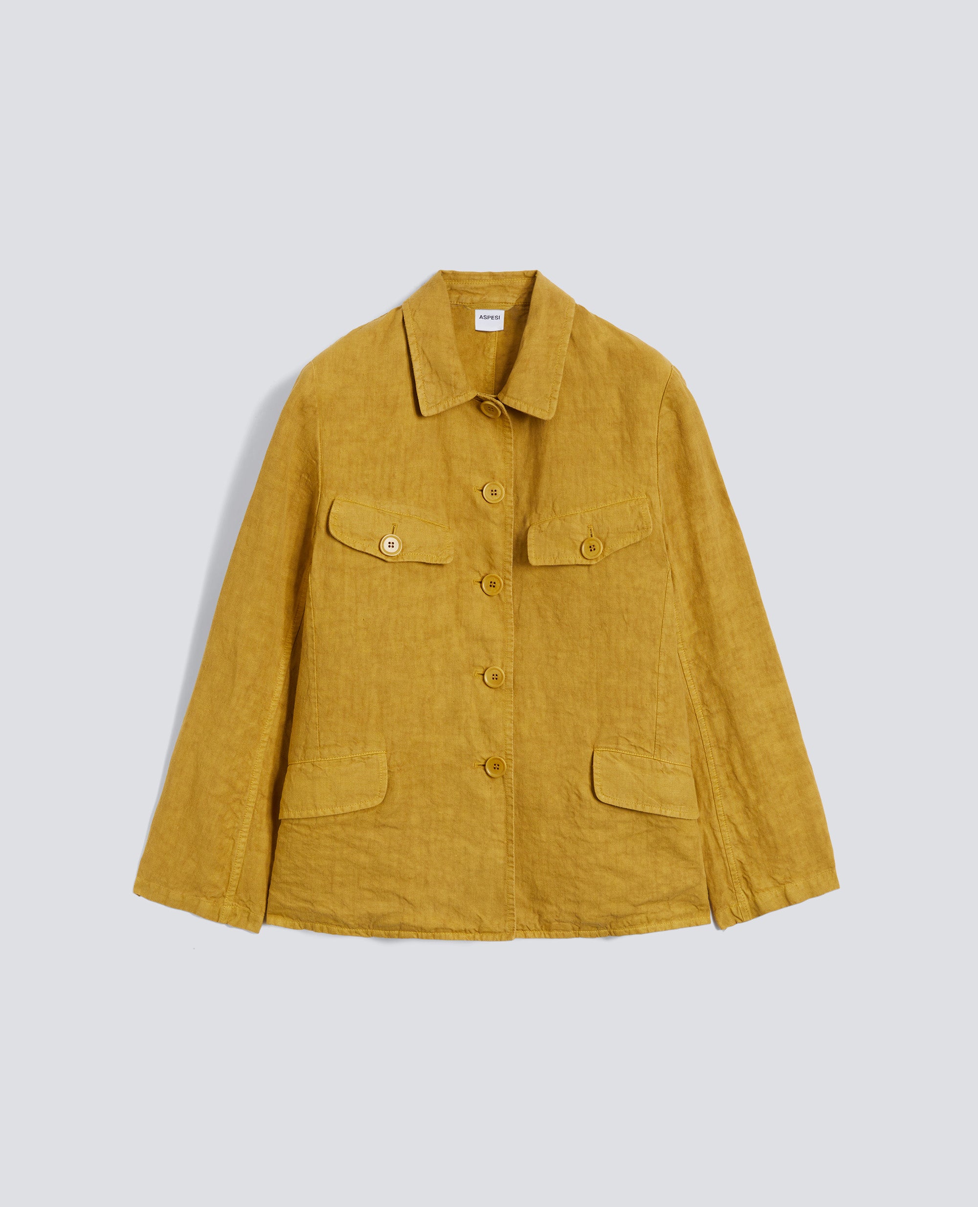 GIACCA MONOPETTO IN LINO FIAMMATO TINTO CAPO-SENAPE-MUSTARD YELLOW-MOSTAZA-SENF-MOUTARDE
