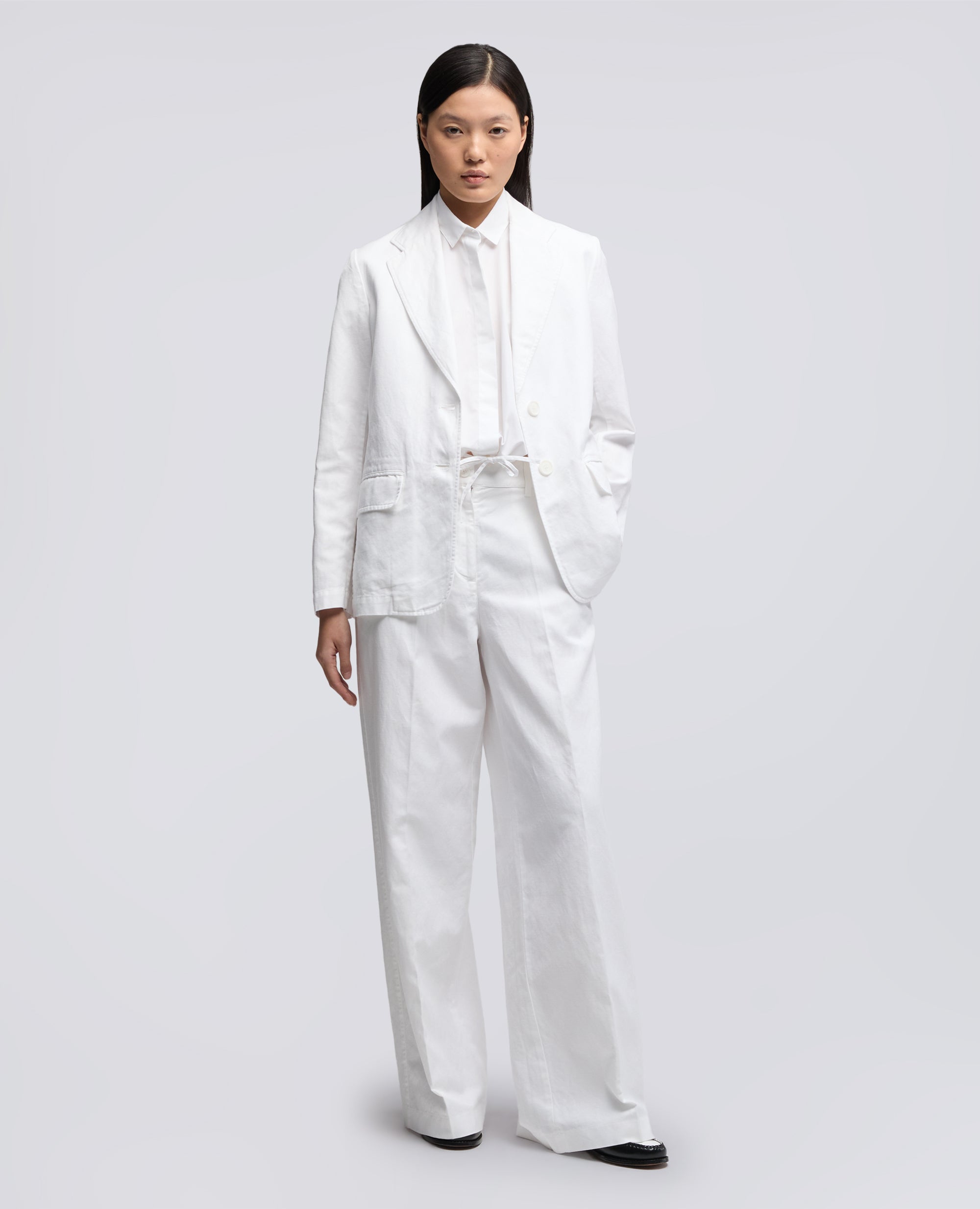 CAMICIA IN POPELINE DI COTONE-BIANCO-WHITE-BLANCO-WEISS-BLANC