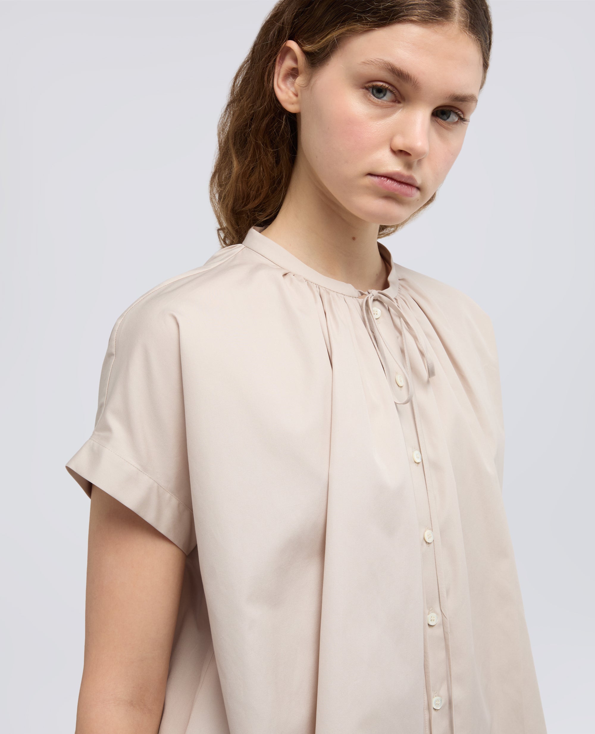 CAMICIA IN POPELINE DI COTONE-BEIGE-BEIGE-BEIS-BEIGE-BEIGE