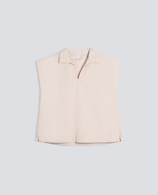 TOP IN POPELINE DI COTONE-BEIGE-BEIGE-BEIS-BEIGE-BEIGE