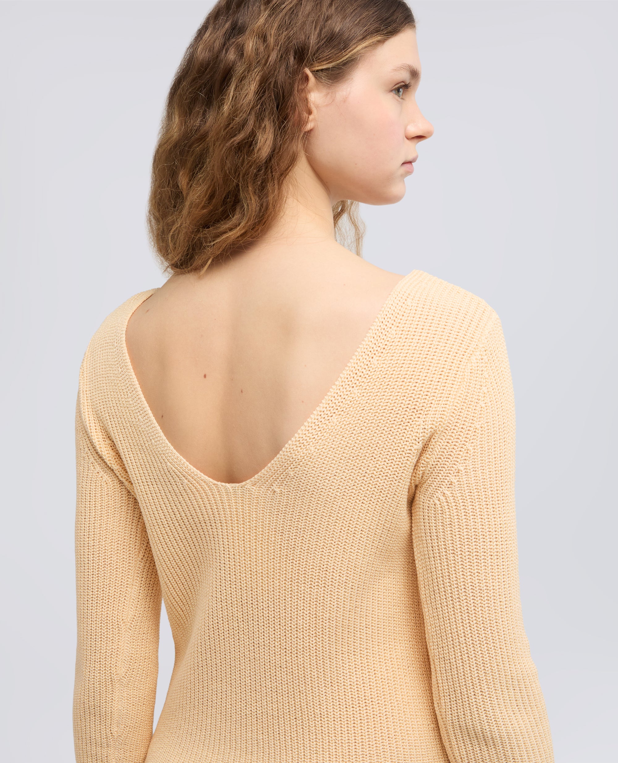 MAGLIA A MANICHE LUNGHE IN FILATO DI COTONE-NATURALE-NATURAL-NATURAL-NATURLICH-NATUREL