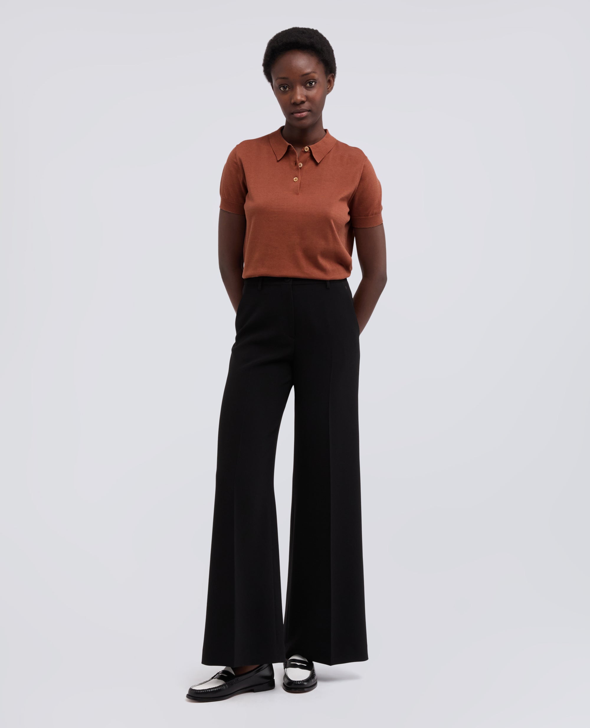 POLO IN MISTO COTONE, SETA E LINO-TABACCO-TOBACCO-TABACO-TABAK-TABAC