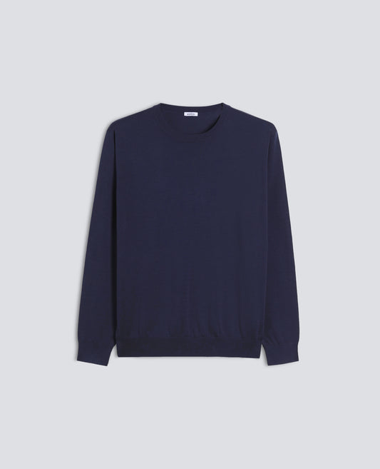 MAGLIA GIROCOLLO A MANICHE LUNGHE IN MISTO COTONE, SETA E LINO-NAVY-NAVY-AZUL MARINO-NAVY-NAVY