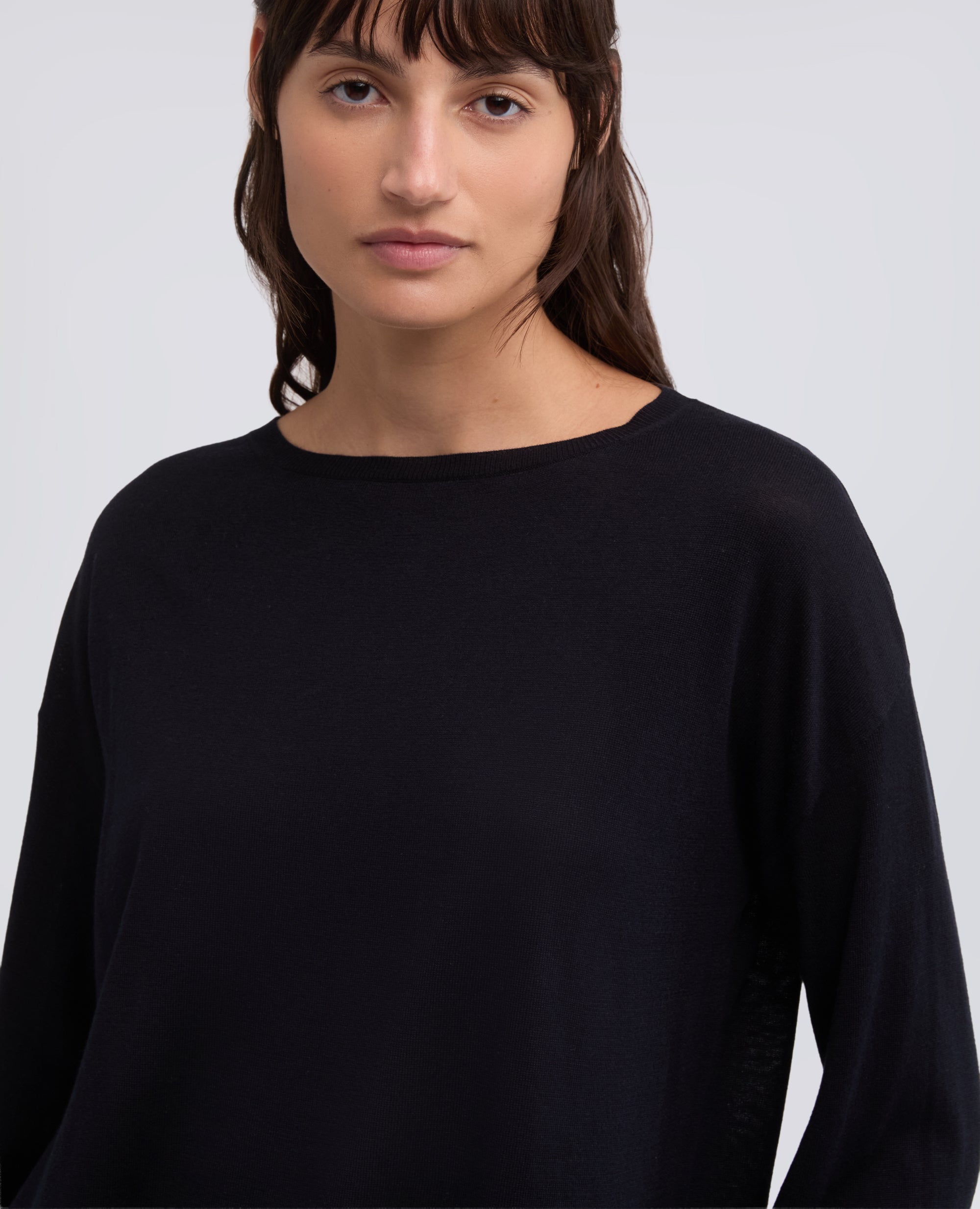 MAGLIA A MANICHE LUNGHE IN MISTO SETA, COTONE E CASHMERE-BLU BLACK-BLACK NAVY-BLU BLACK-BLU BLACK-BLU BLACK