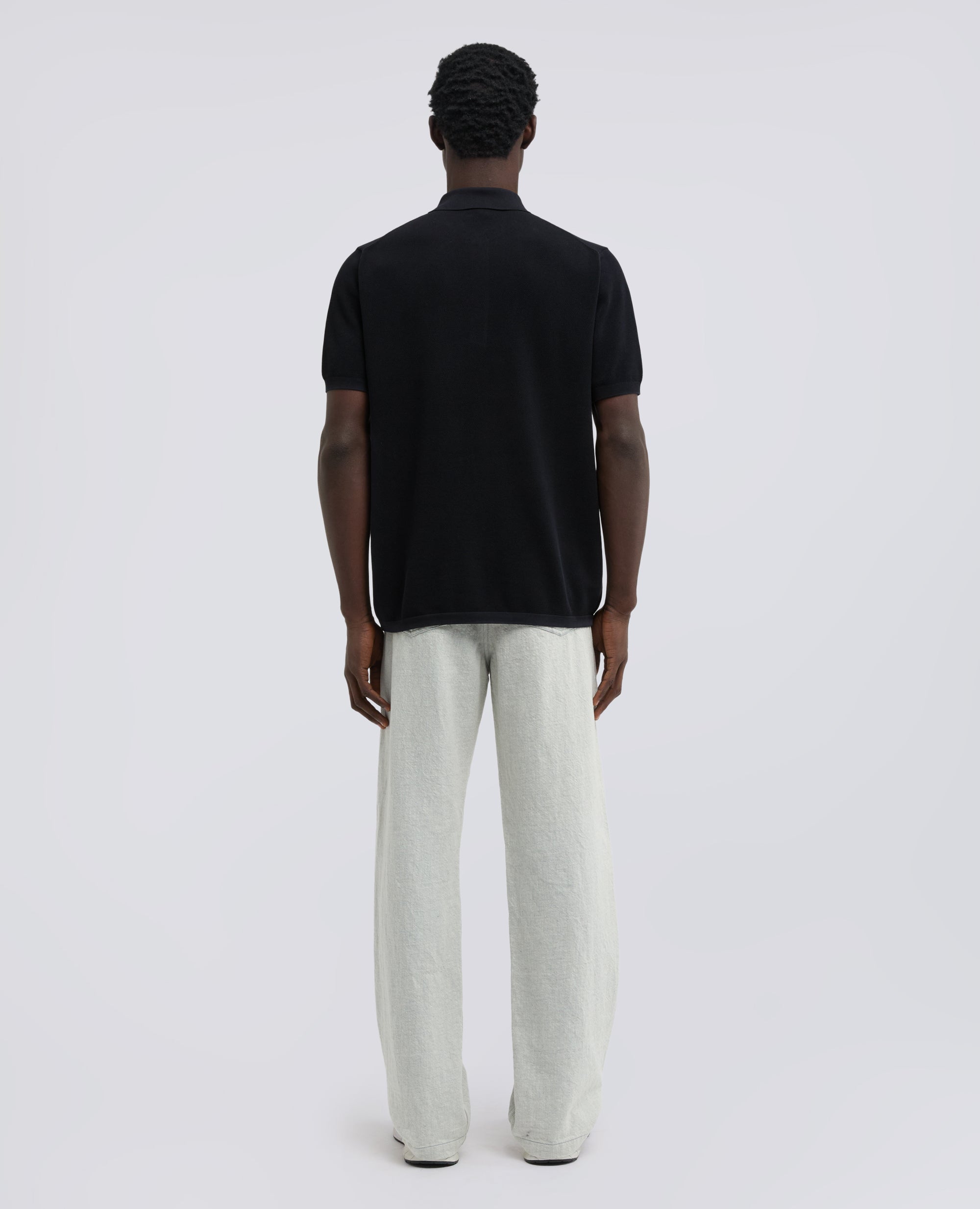 POLO A MANICHE CORTE IN COTONE PUNTO PIQUET TINTO CAPO-NAVY-NAVY-AZUL MARINO-NAVY-NAVY