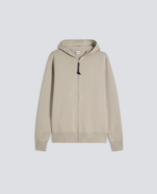 MAGLIA CON CAPPUCCIO IN COTONE DOPPIA FRONTURA-GESSO-CHALK-GESSO-GESSO-GESSO