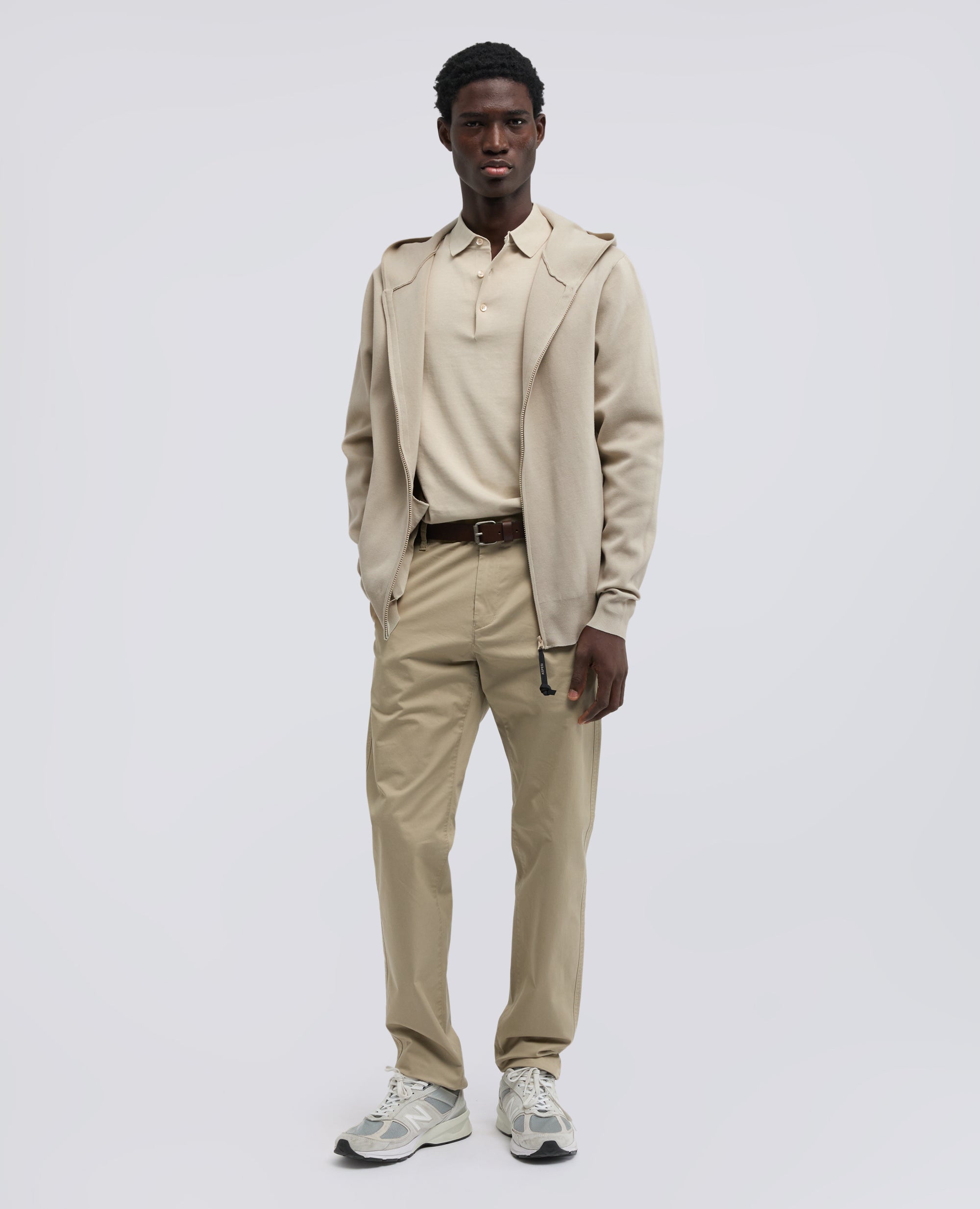 MAGLIA CON CAPPUCCIO IN COTONE DOPPIA FRONTURA-GESSO-CHALK-GESSO-GESSO-GESSO