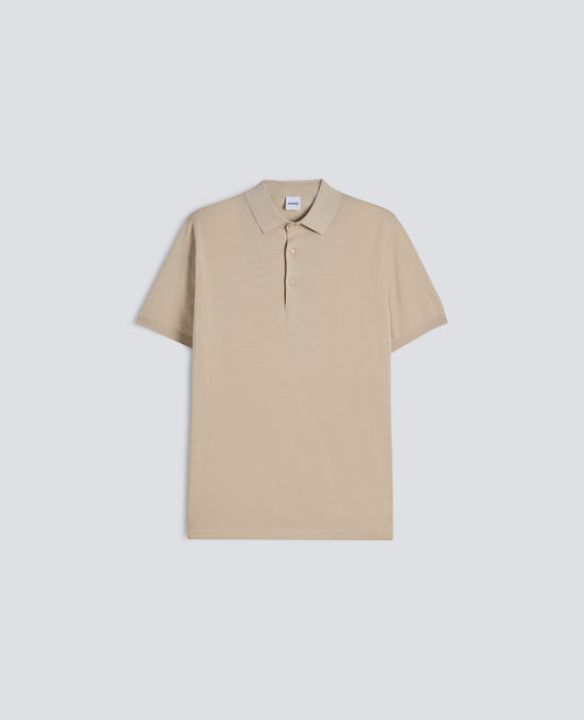POLO IN COTONE CON BOTTONI IN MADREPERLA-SABBIA-SAND-ARENA-SAND-SABLE