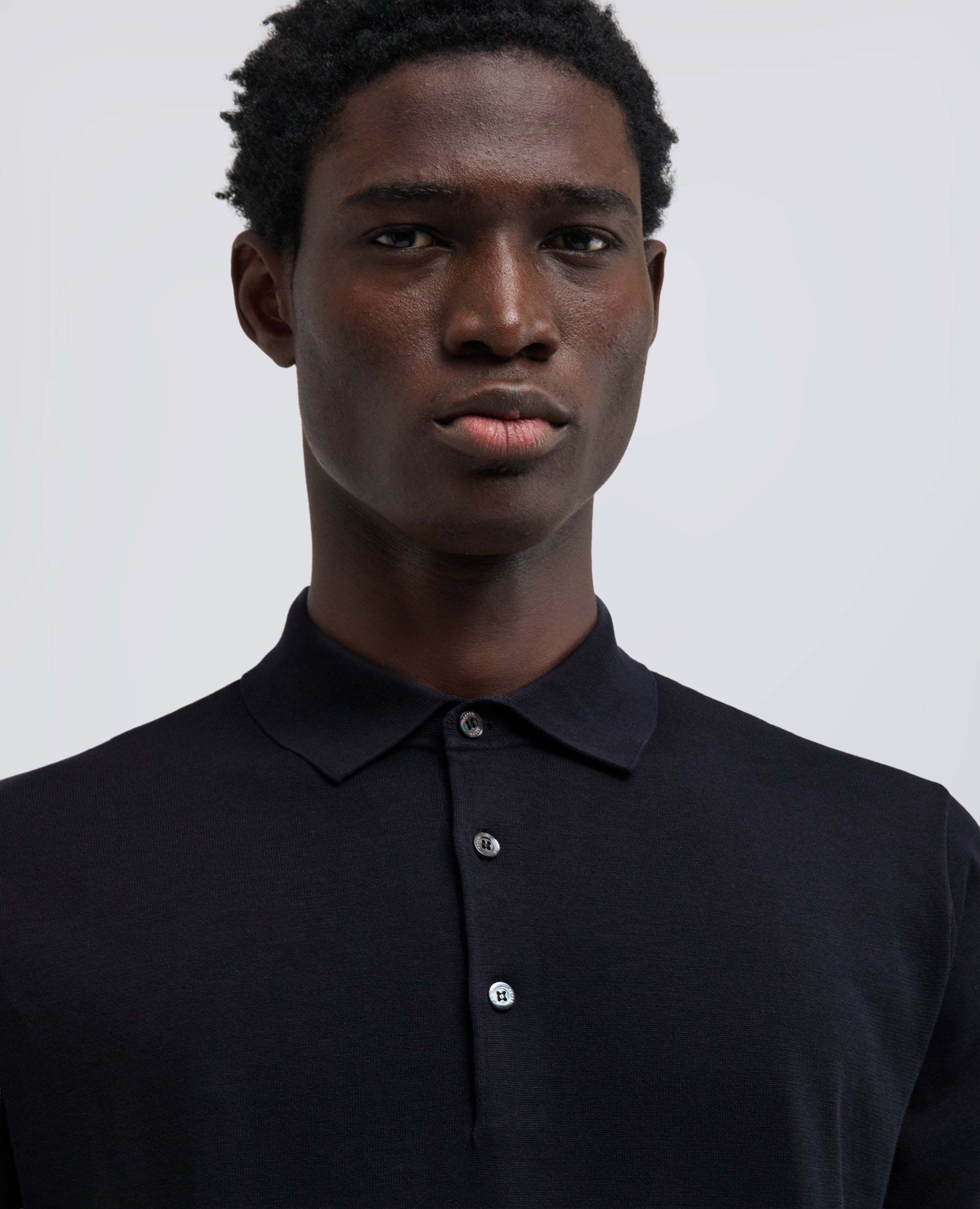 POLO IN COTONE CON BOTTONI IN MADREPERLA-NAVY-NAVY-AZUL MARINO-NAVY-NAVY