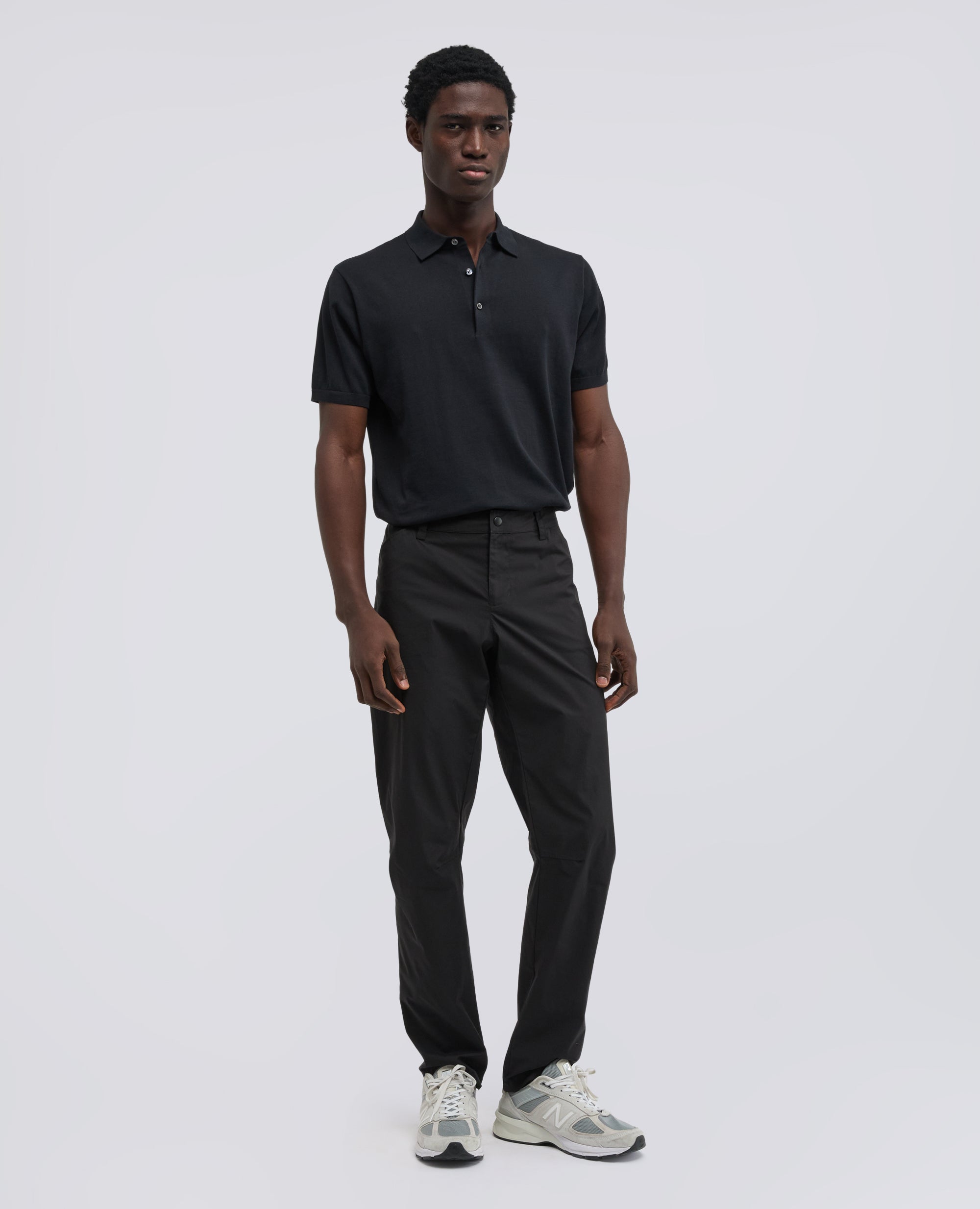 POLO IN COTONE CON BOTTONI IN MADREPERLA-NERO-BLACK-NEGRO-SCHWARZ-NOIR