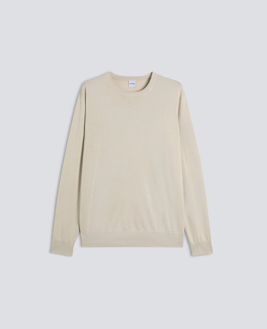 MAGLIA GIROCOLLO IN COTONE-SABBIA-SAND-ARENA-SAND-SABLE