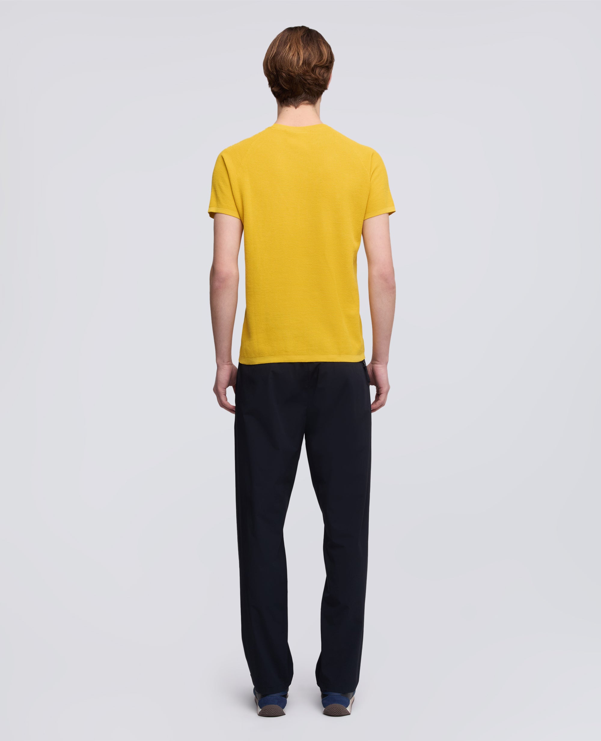 MAGLIA RAGLAN IN MICRO WAFFLE DI COTONE-GIALLO-YELLOW-AMARILLO-GELB-JAUNE