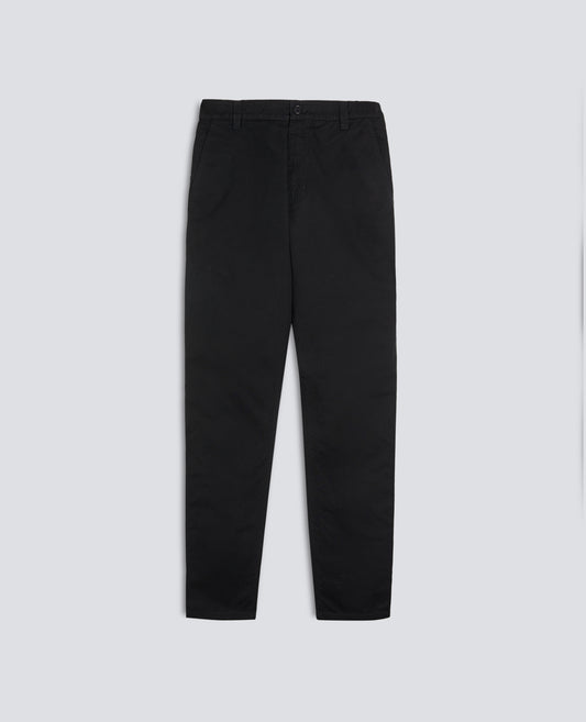 PANTALONE CHINO IN GABARDINA DI COTONE E LINO-NERO-BLACK-NEGRO-SCHWARZ-NOIR