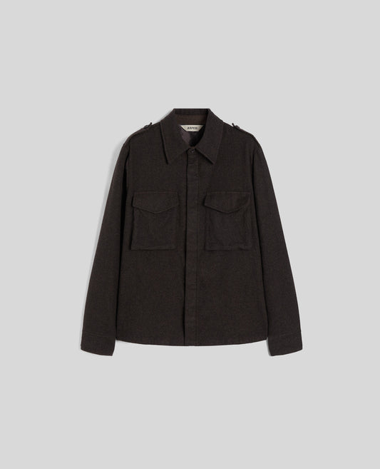 CAMICIA FIELD SHIRT IN FLANELLA-MARRONE-BROWN-MARR¢N-BRAUN-MARRON