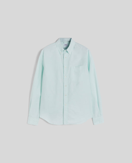 CAMICIA IN COTONE OXFORD CON COLLO BUTTON DOWN-ACQUA-AQUAMARINE-AGUA-AQUAMARINBLAU-AIGUE-MARINE