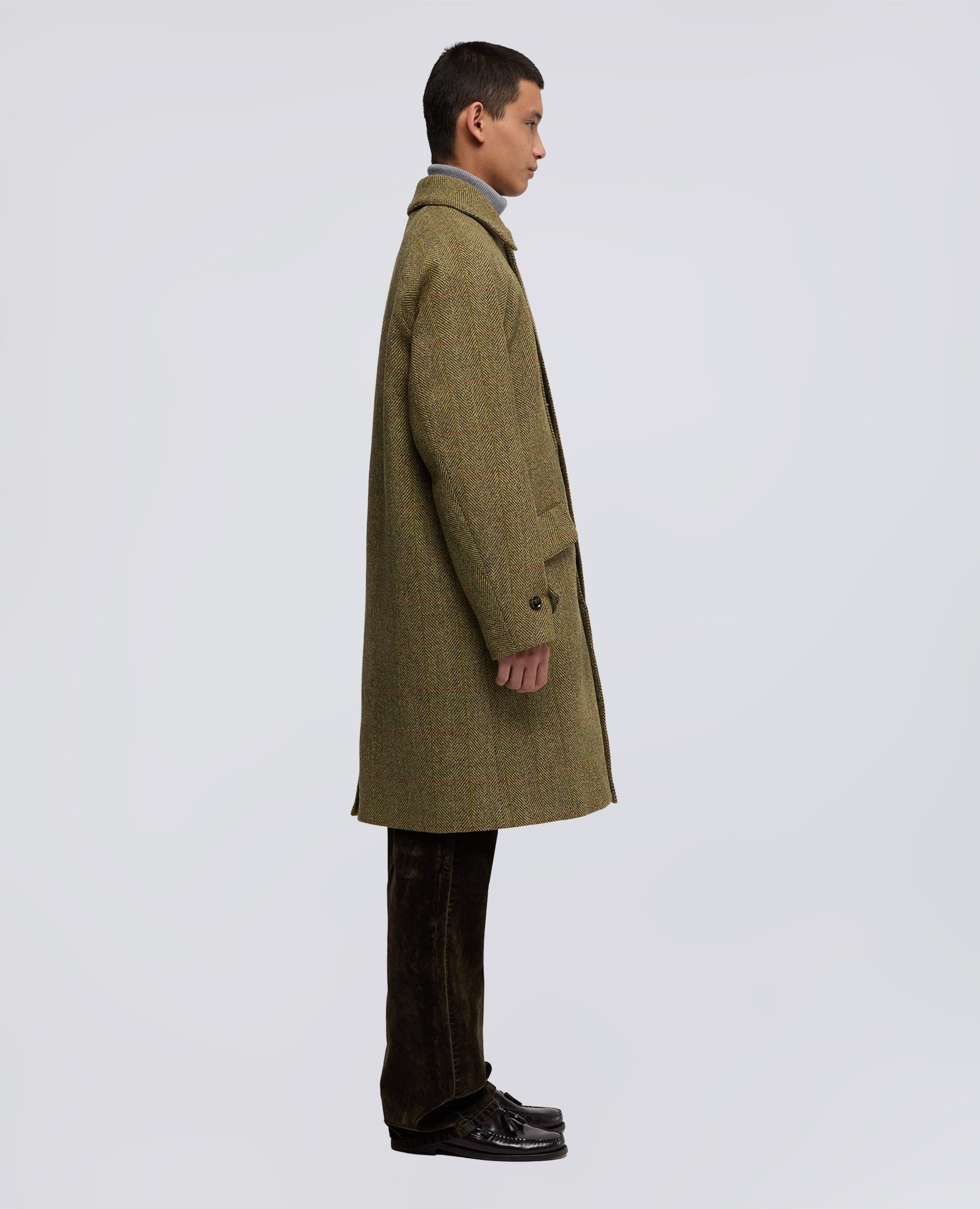 CAPPOTTO WRIGHT IN LANA HARRIS TWEED-SENAPE-MUSTARD YELLOW-MOSTAZA-SENF-MOUTARDE