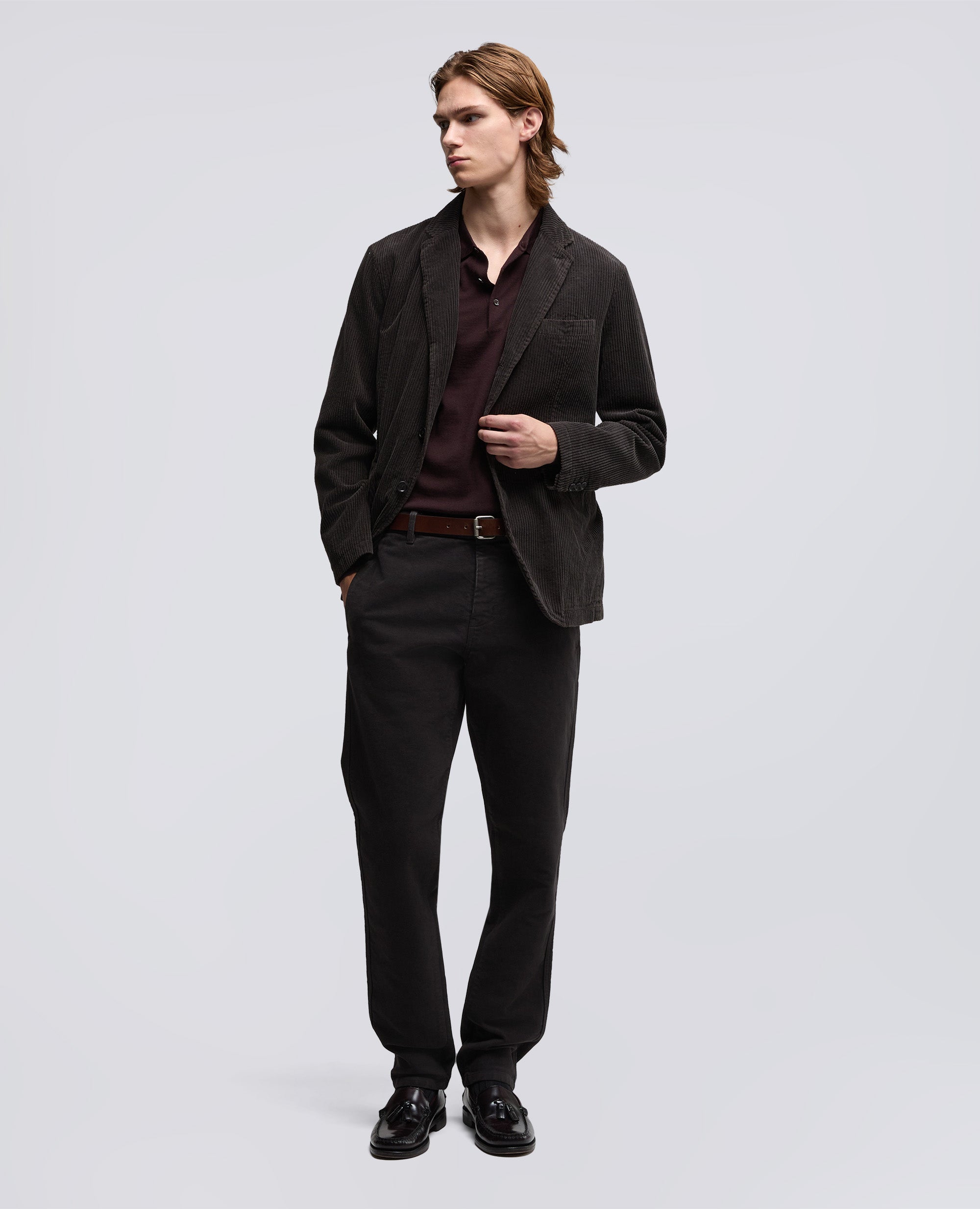 PANTALONE CHINO FUNZIONALE IN VELLUTO-MARRONE-BROWN-MARR¢N-BRAUN-MARRON