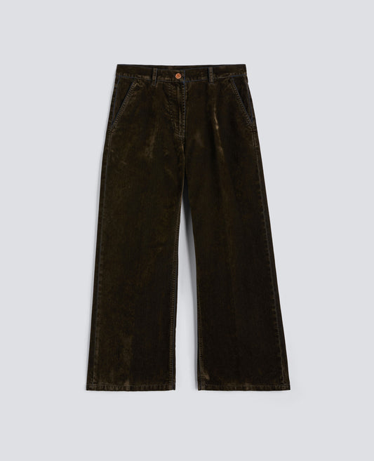 PANTALONE IN DENIM FLOCCATO DELAVE-MILITARE-MILITARY-MILITAR-MILITAR-MILITAIRE