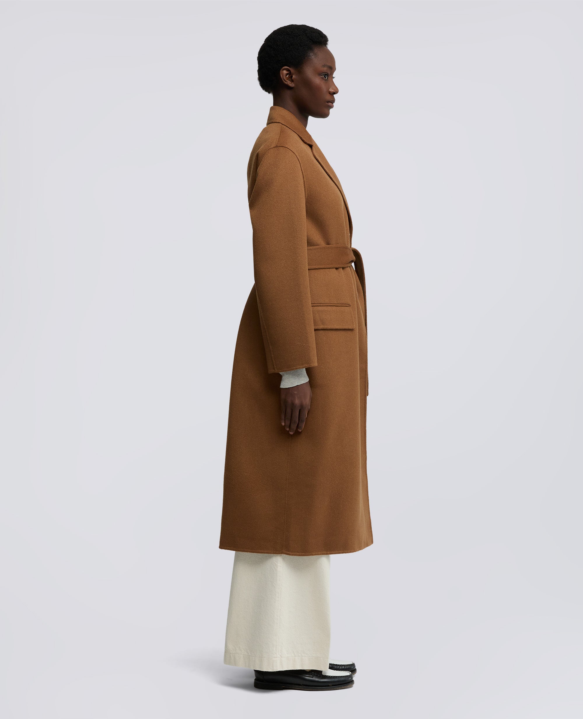 CAPPOTTO IN DOUBLE DI LANA-CAMMELLO-CAMEL-CAMELLO-KAMEL-CAMEL