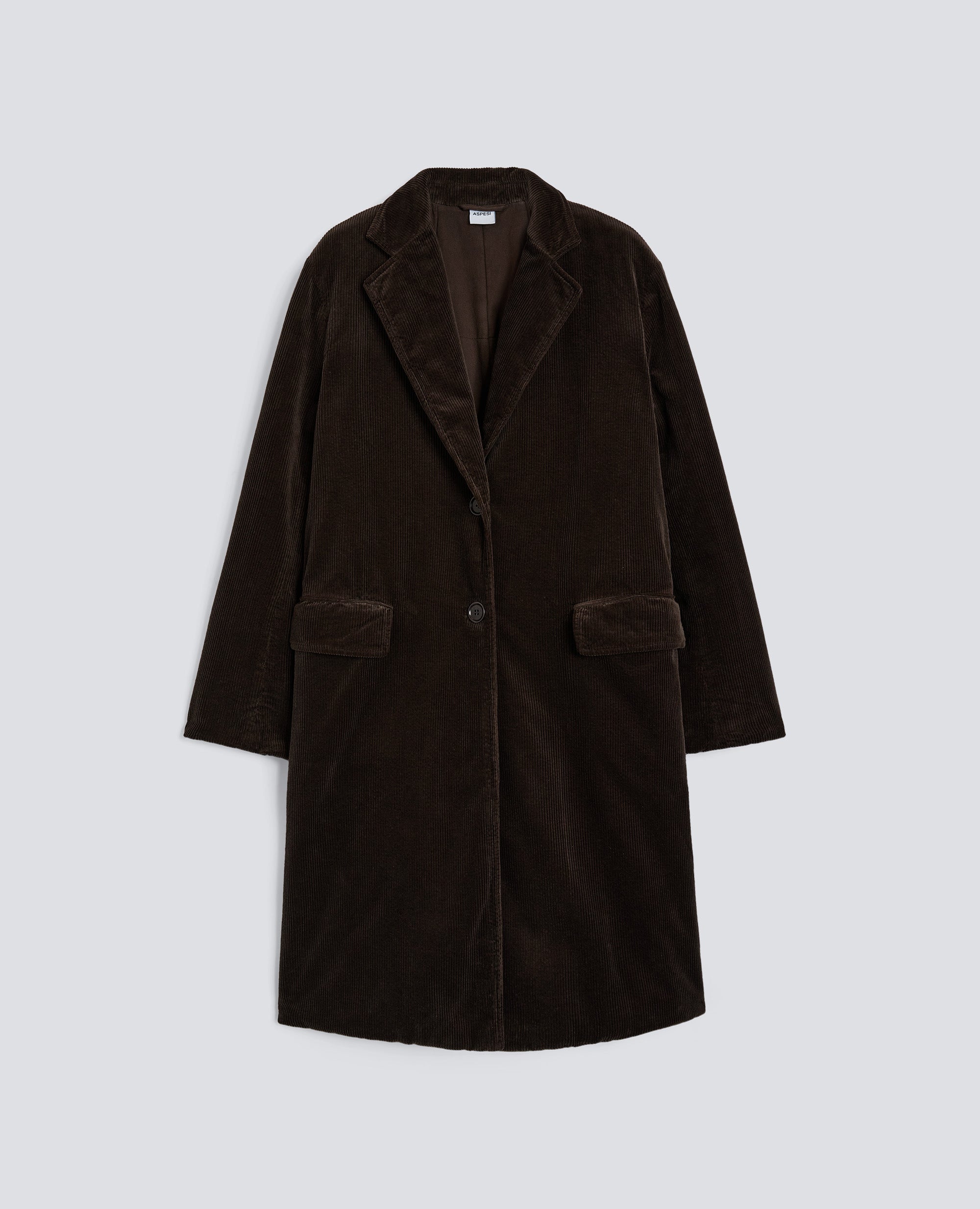 CAPPOTTO IN VELLUTO A COSTE-TESTA DI MORO-DARK BROWN-MARR¢N OSCURO-DUNKELBRAUN-TETE-DE-MAURE