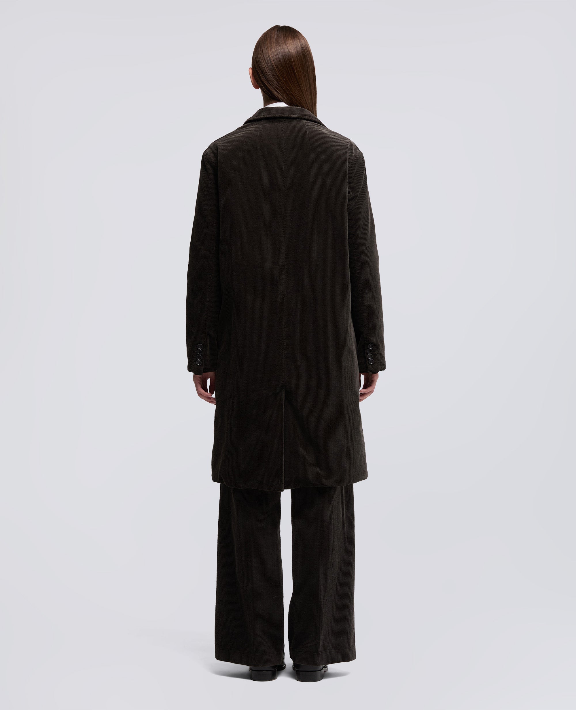 CAPPOTTO IN VELLUTO A COSTE-TESTA DI MORO-DARK BROWN-MARR¢N OSCURO-DUNKELBRAUN-TETE-DE-MAURE