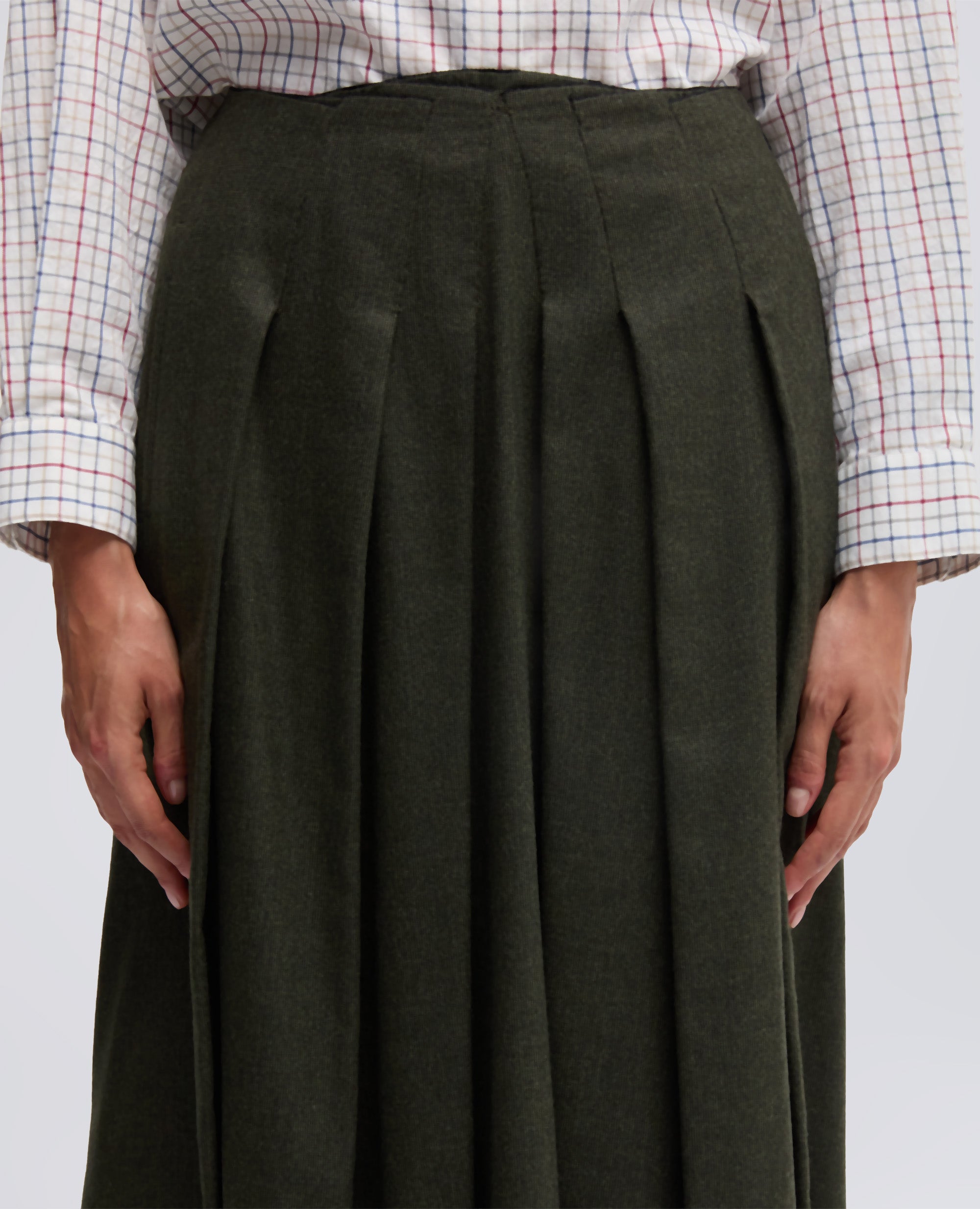 GONNA MIDI IN FLANELLA-MILITARE-MILITARY-MILITAR-MILITAR-MILITAIRE