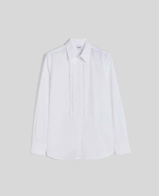 CAMICIA IN COTONE CON RUCHES-BIANCO-WHITE-BLANCO-WEISS-BLANC