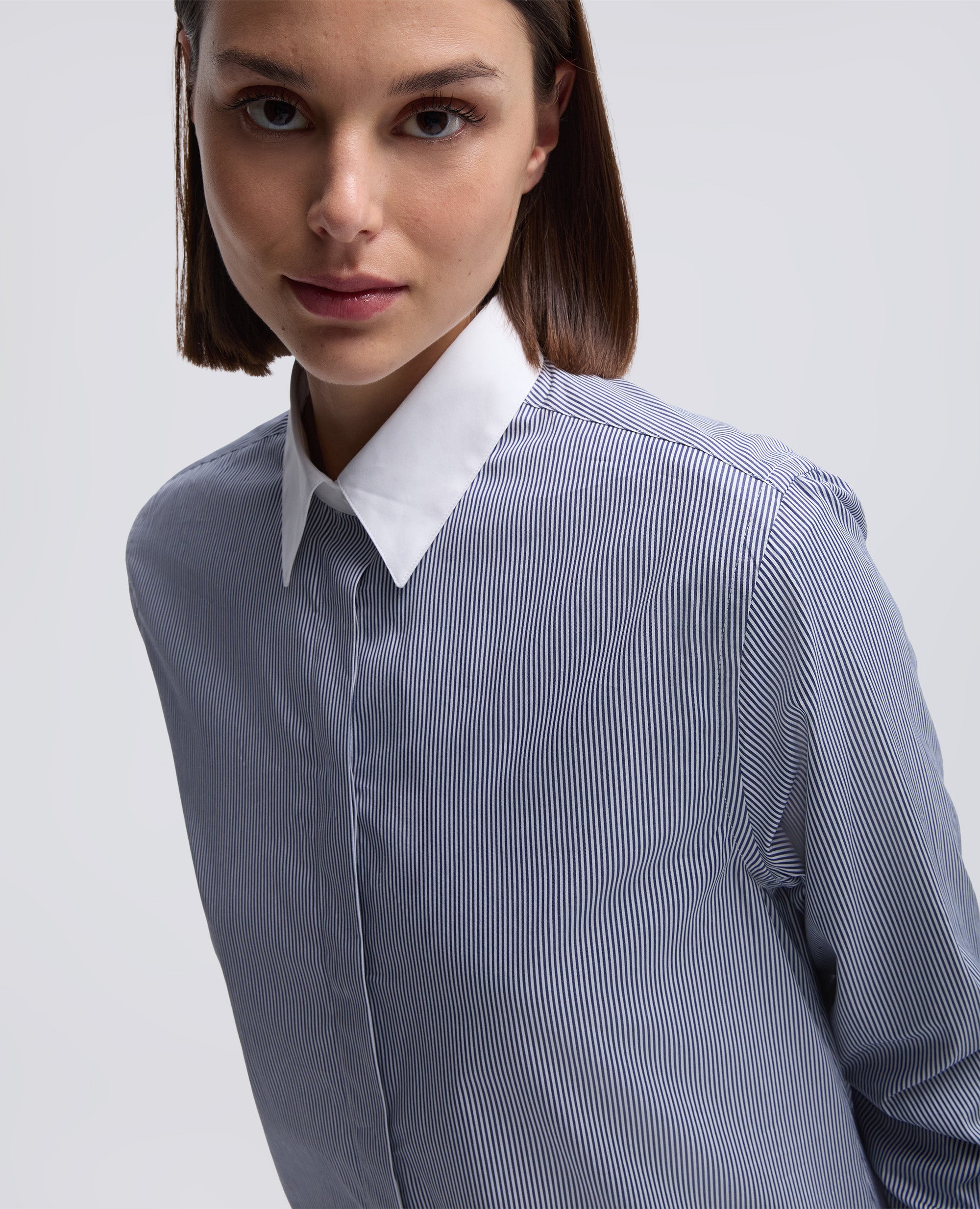 CAMICIA IN PIN POINT DI COTONE-RIGHE BLU-RIGHE BLU-RIGHE BLU-RIGHE BLU-RIGHE BLU