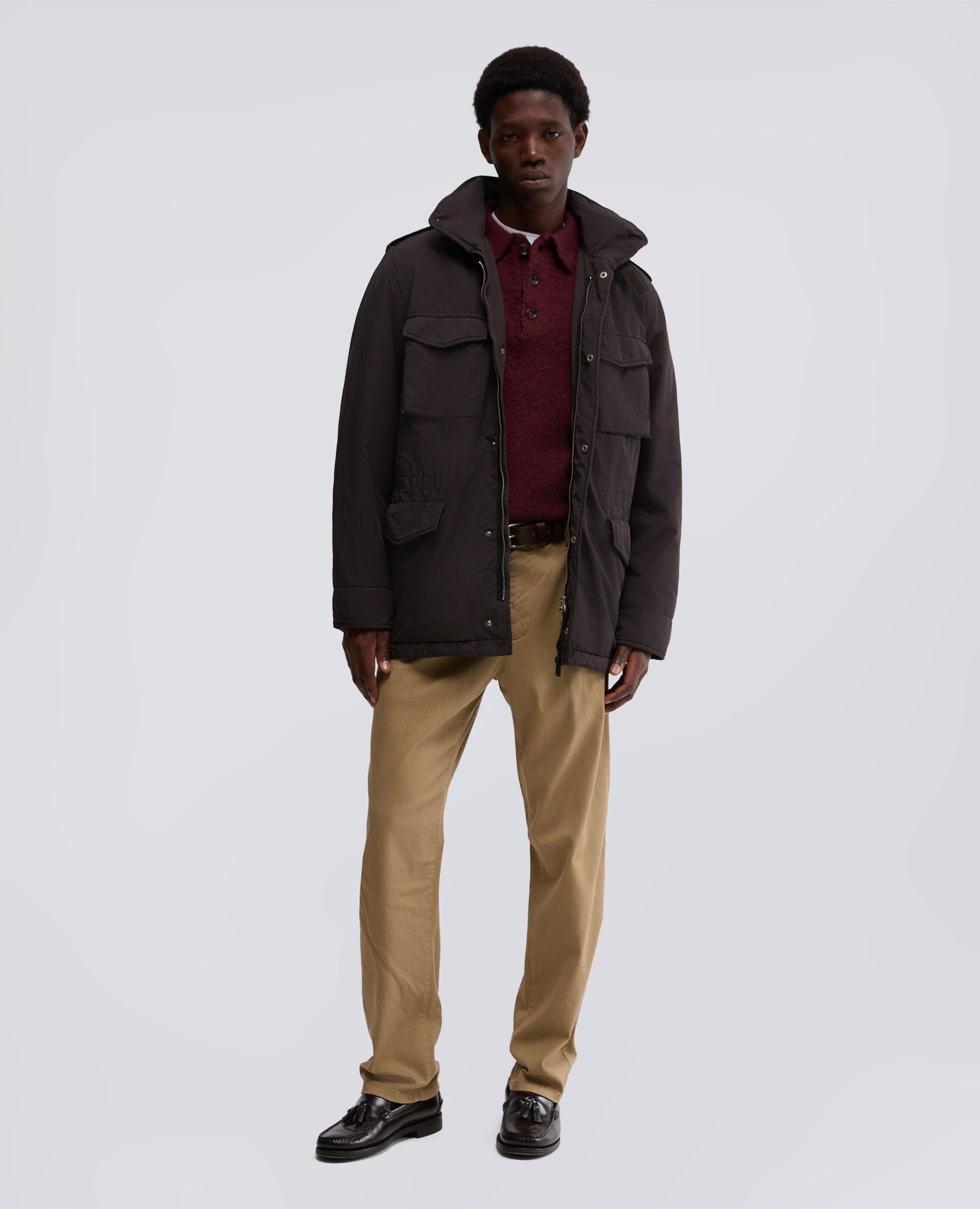 FIELD JACKET NEW CAMP IN NYLON TINTO CAPO-MARRONE-BROWN-MARR¢N-BRAUN-MARRON