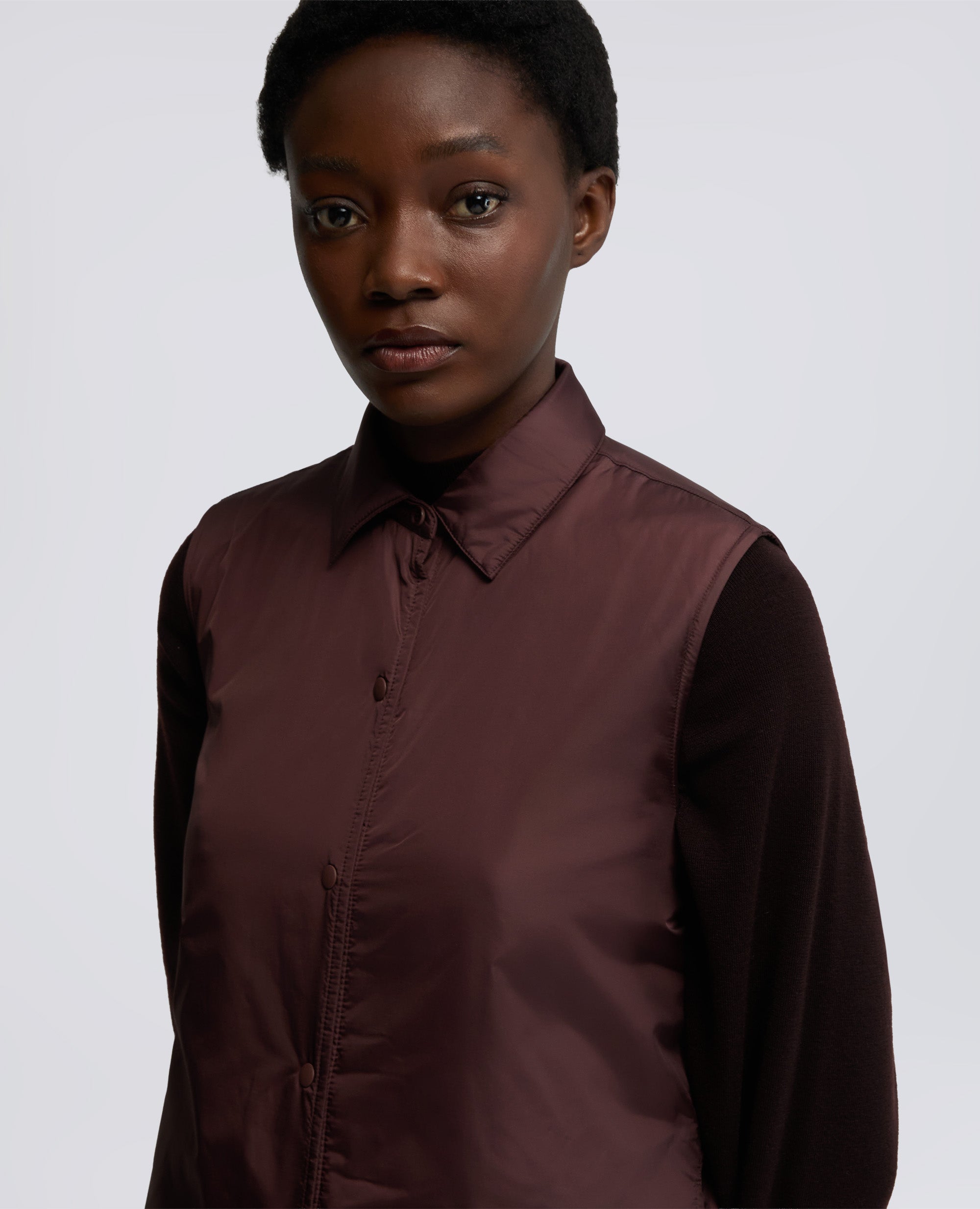 GILET DOT IN NYLON-BORDEAUX-BURGUNDY-BURDEOS-BURGUNDERROT-BORDEAUX