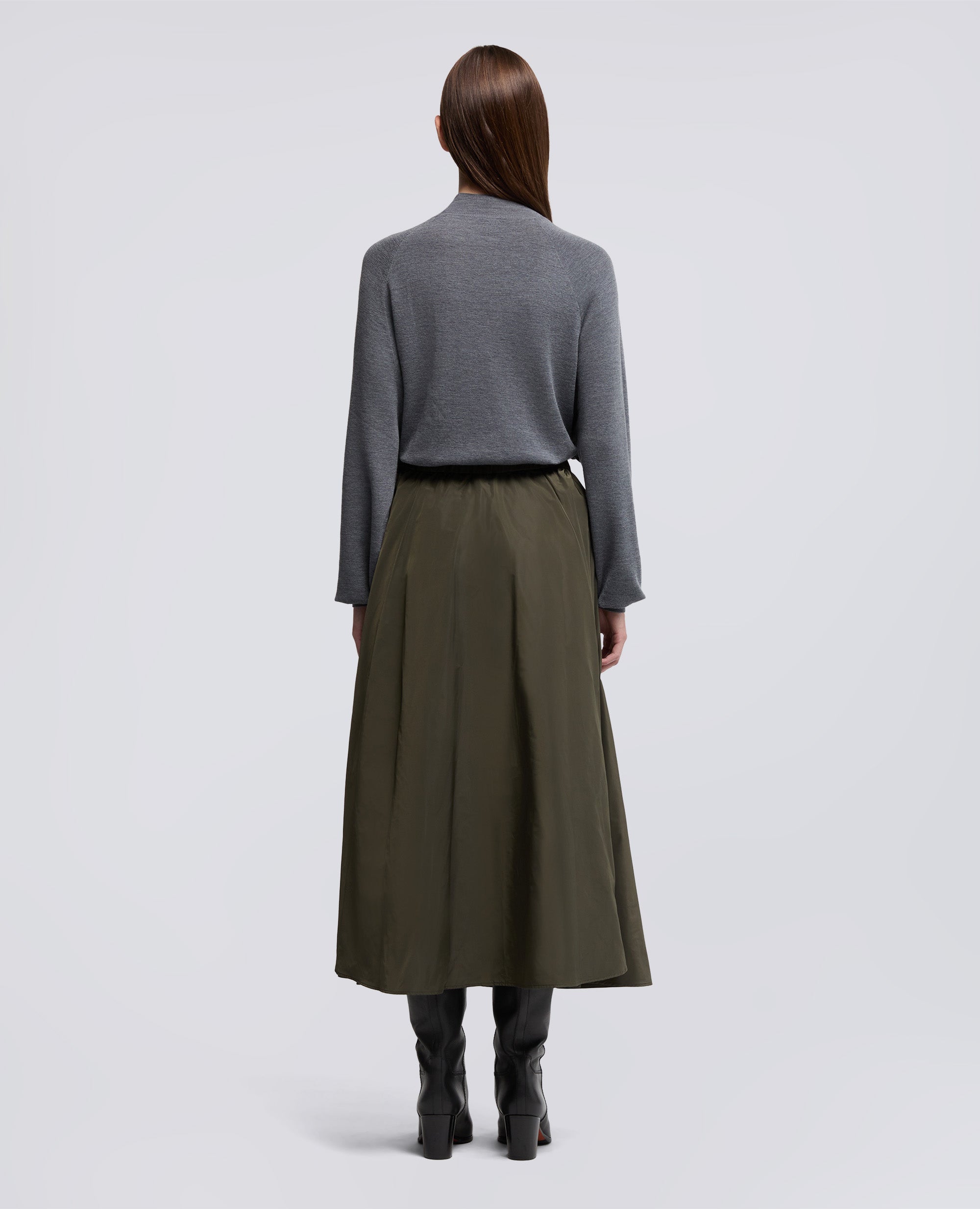 GONNA MIDI CON PIEGHE-MILITARE-MILITARY-MILITAR-MILITAR-MILITAIRE