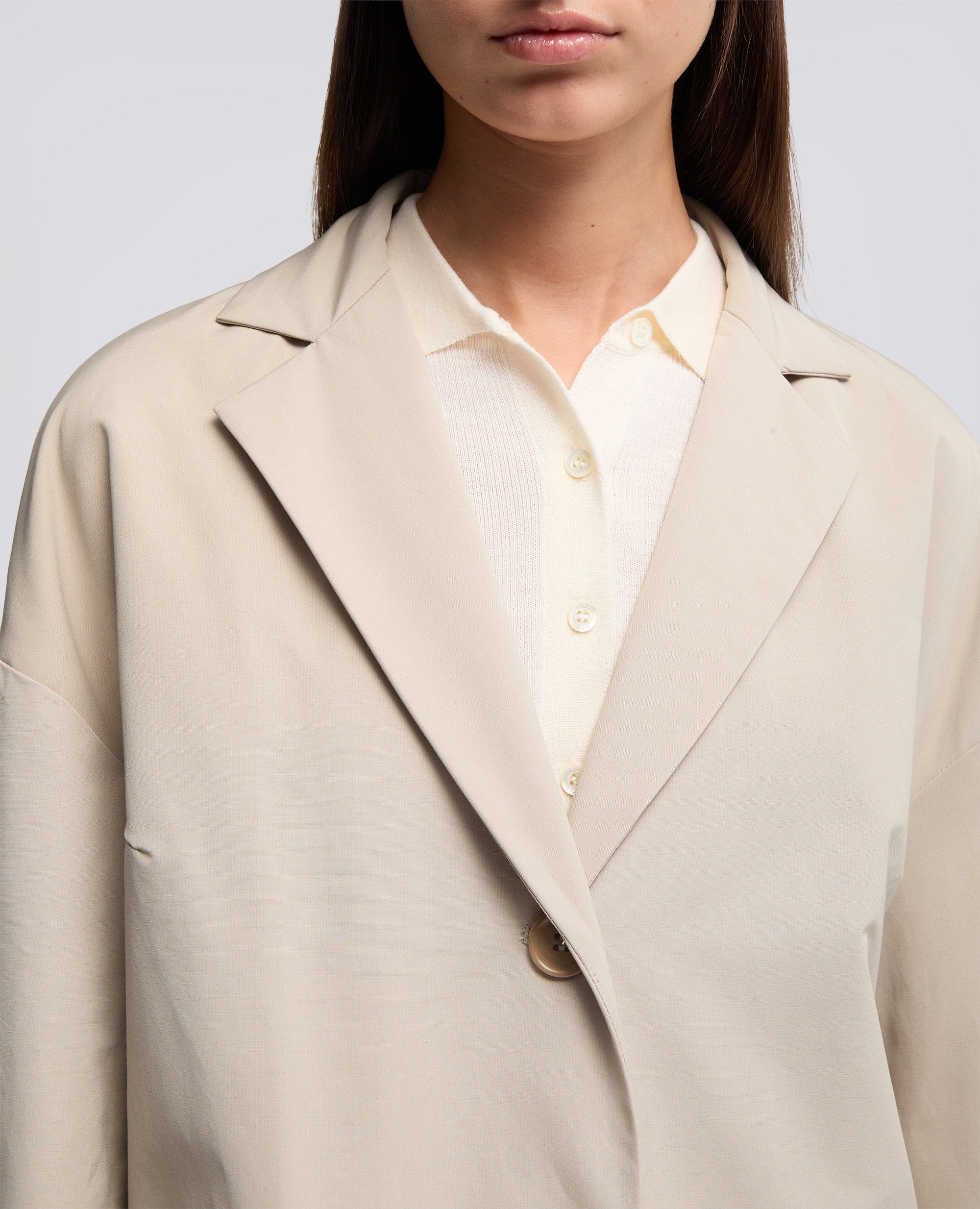 CAPPOTTO CEDRATA IN TELA DI MISTO COTONE-SABBIA-SAND-ARENA-SAND-SABLE