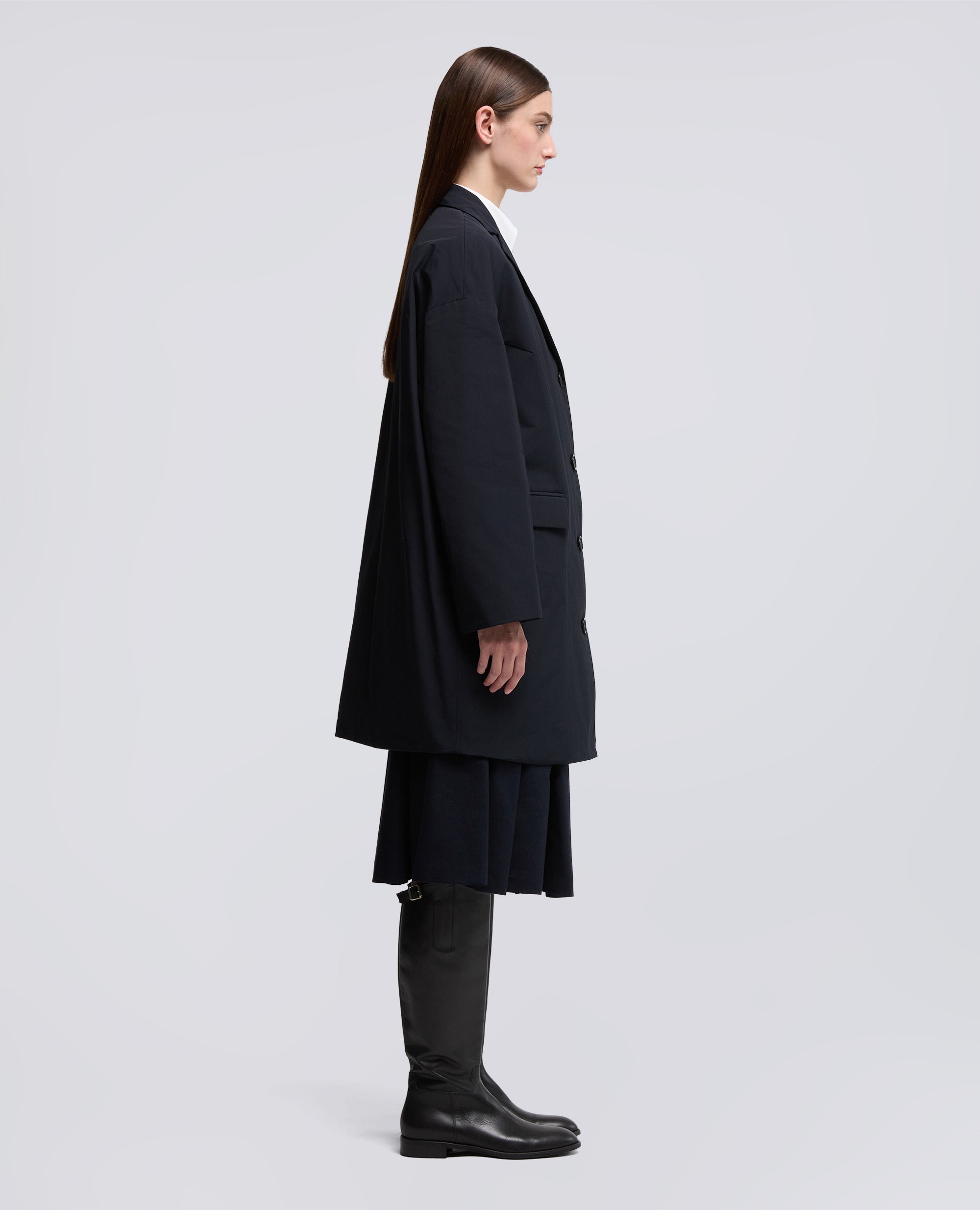 CAPPOTTO CEDRATA IN TELA DI MISTO COTONE-NAVY-NAVY-AZUL MARINO-NAVY-NAVY